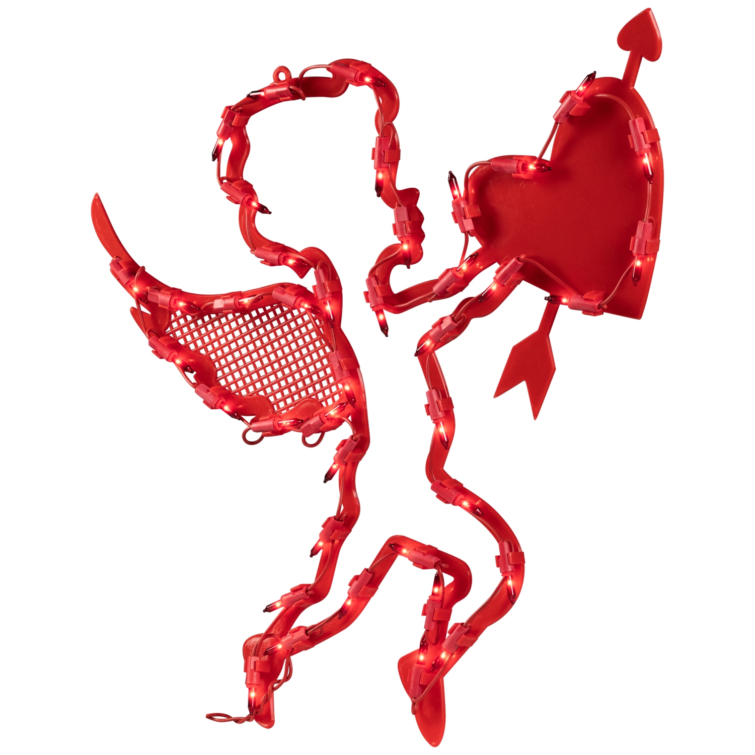 Décoration rouge Cupidon illuminée avec silhouette de fenêtre de la Saint-Valentin, 17 po