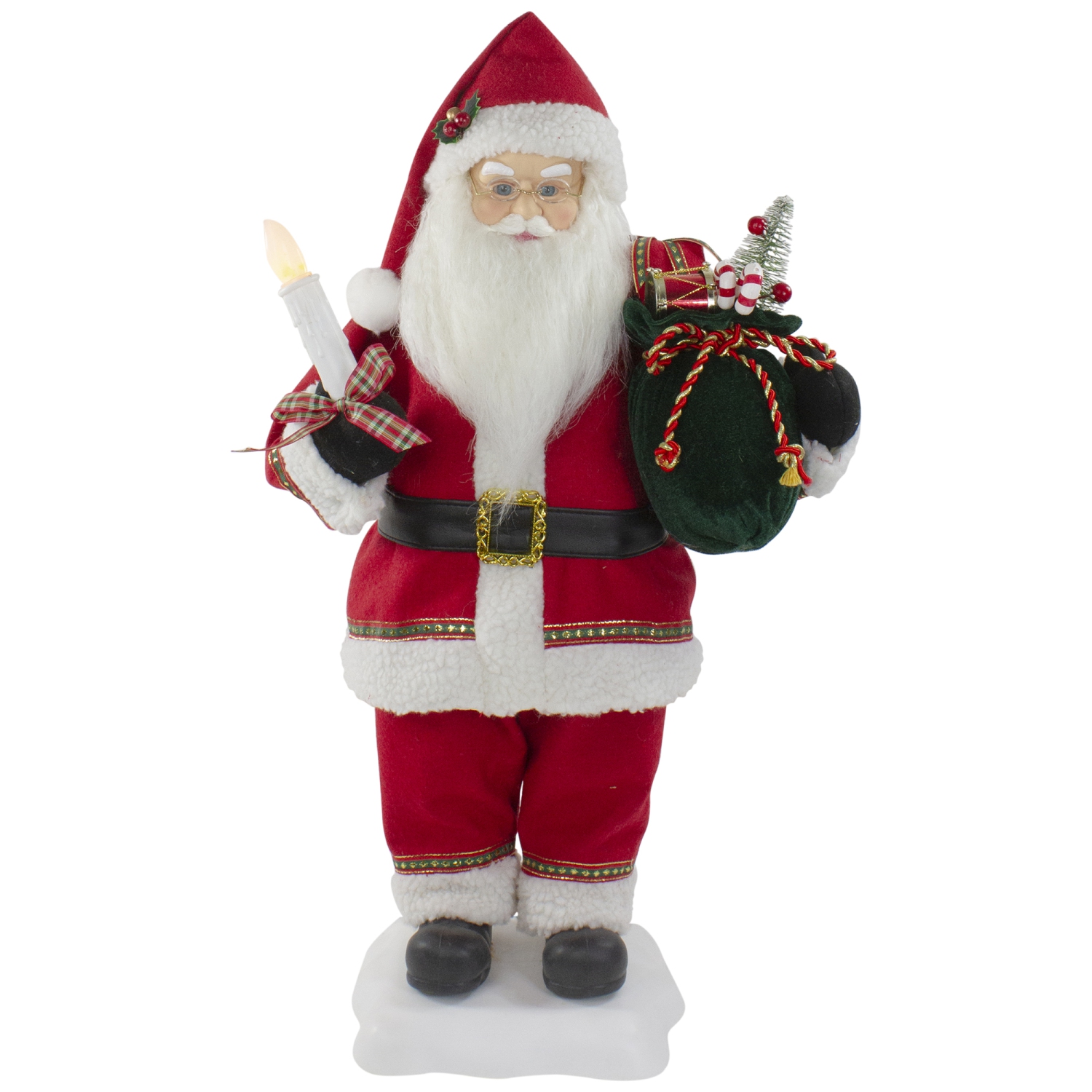 24-Inch Animated Santa Claus with Lighted Candle Musical Christmas Figure