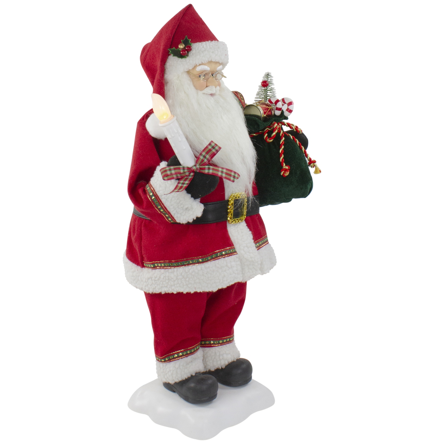 24-Inch Animated Santa Claus with Lighted Candle Musical Christmas Figure