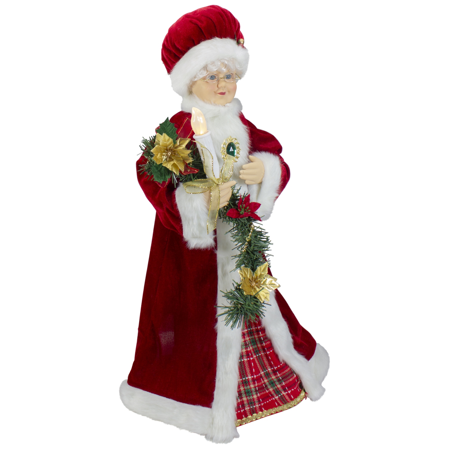 24-Inch Animated Mrs. Claus with Lighted Candle Musical Christmas Figure