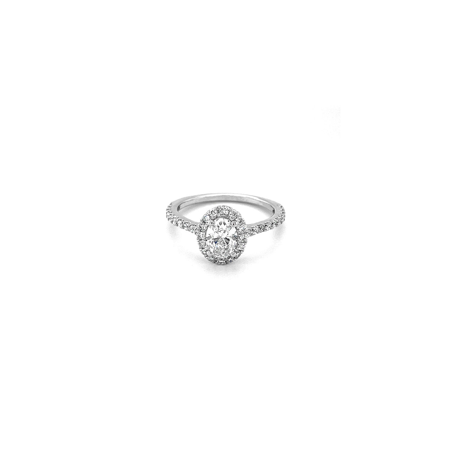 14K White Gold 0.86tdw Lab Grown Oval Halo Diamond Engagement Ring