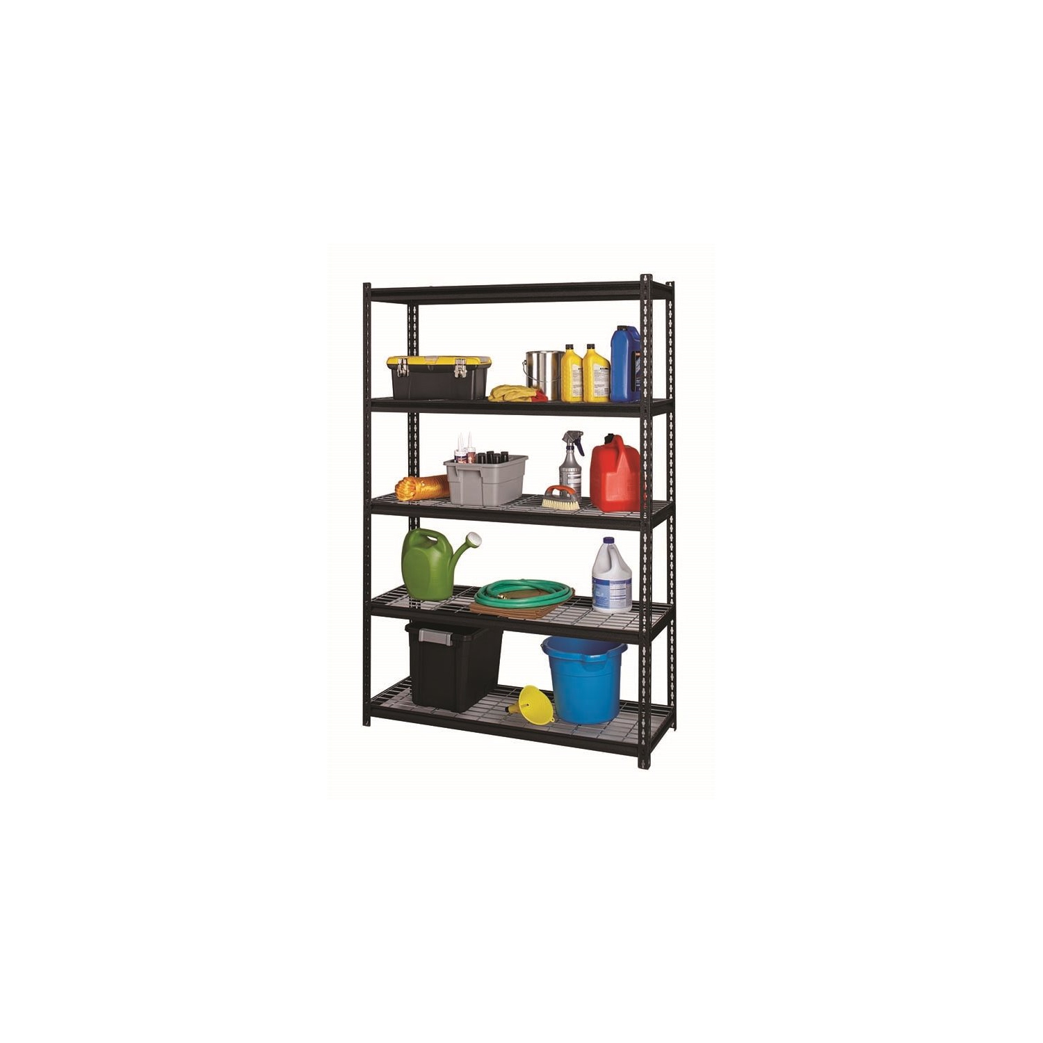 Iron Horse 2300 Riveted Wire Deck Metal Shelving 5-Shelf 18Dx48Wx72H Black