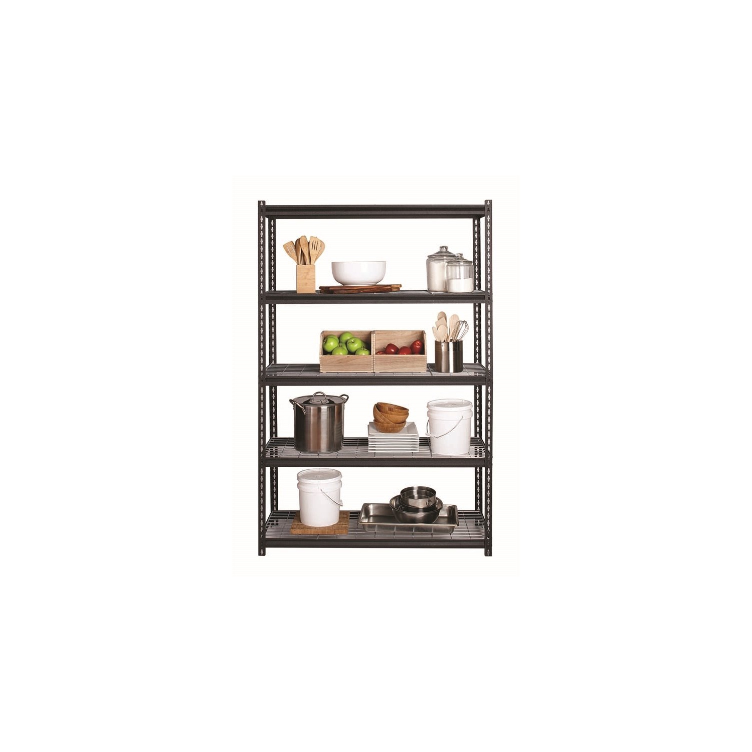 Iron Horse 2300 Riveted Wire Deck Metal Shelving 5-Shelf 18Dx48Wx72H Black