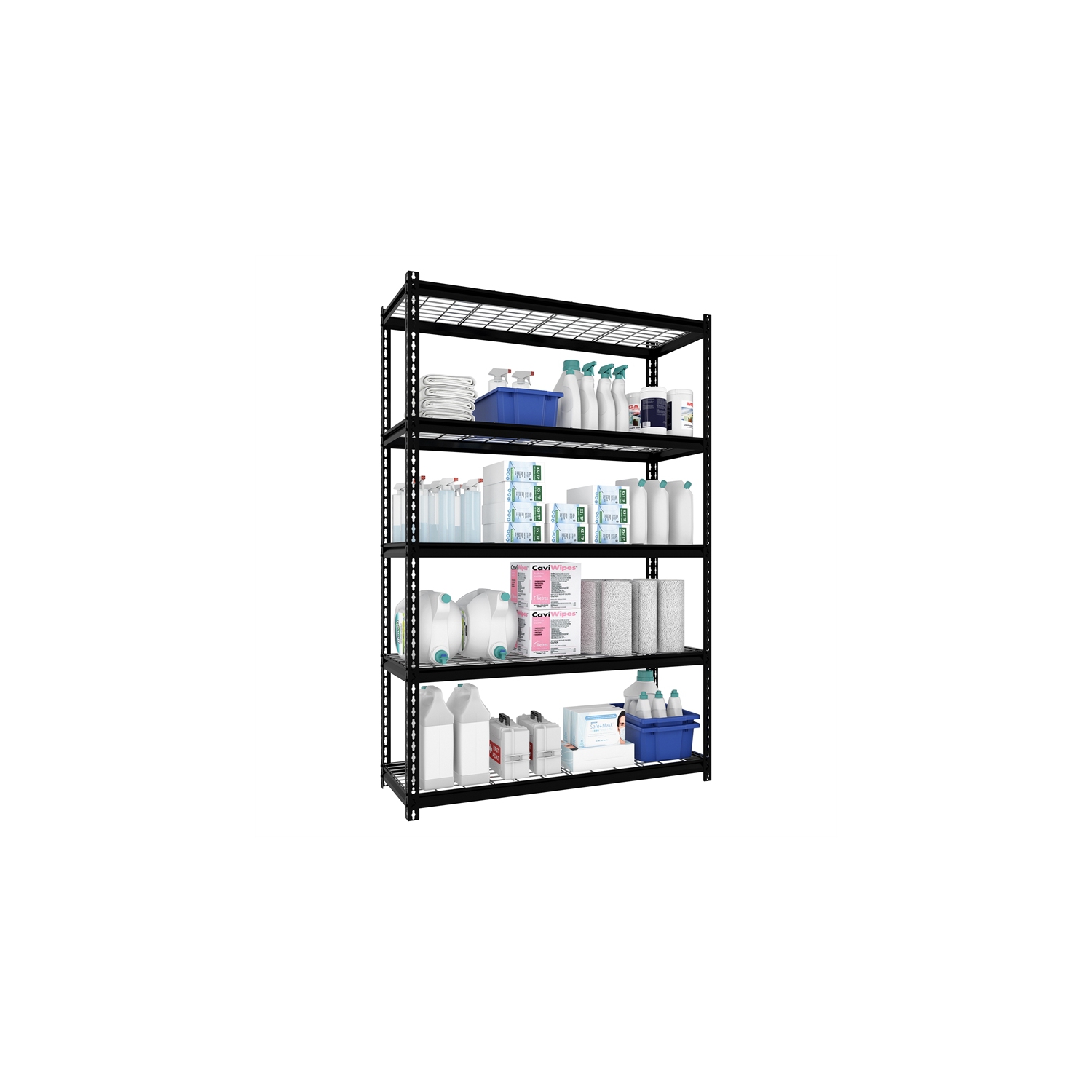 Iron Horse 2300 Riveted Wire Deck Metal Shelving 5-Shelf 18Dx48Wx72H Black