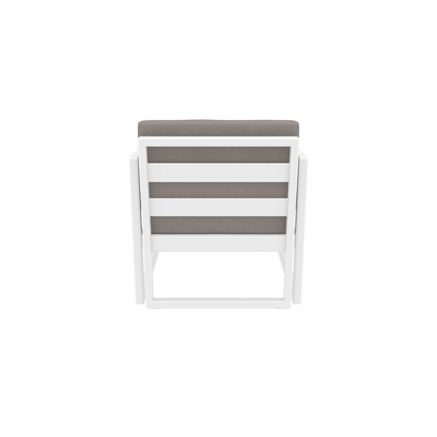 Fauteuil club de patio Mykonos blanc avec coussins taupe en acrylique