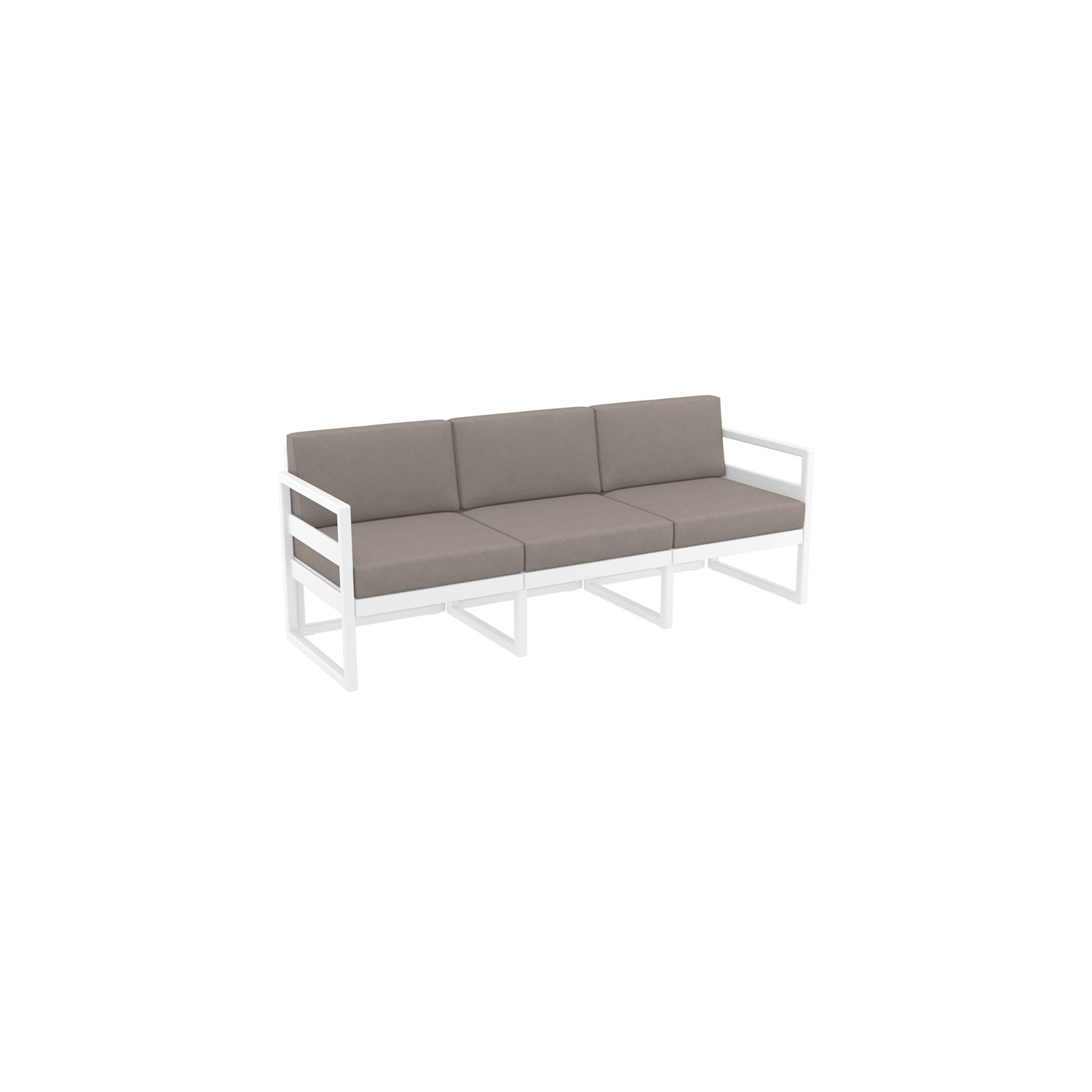 Mykonos Patio Sofa White with Acrylic Fabric Taupe Cushions