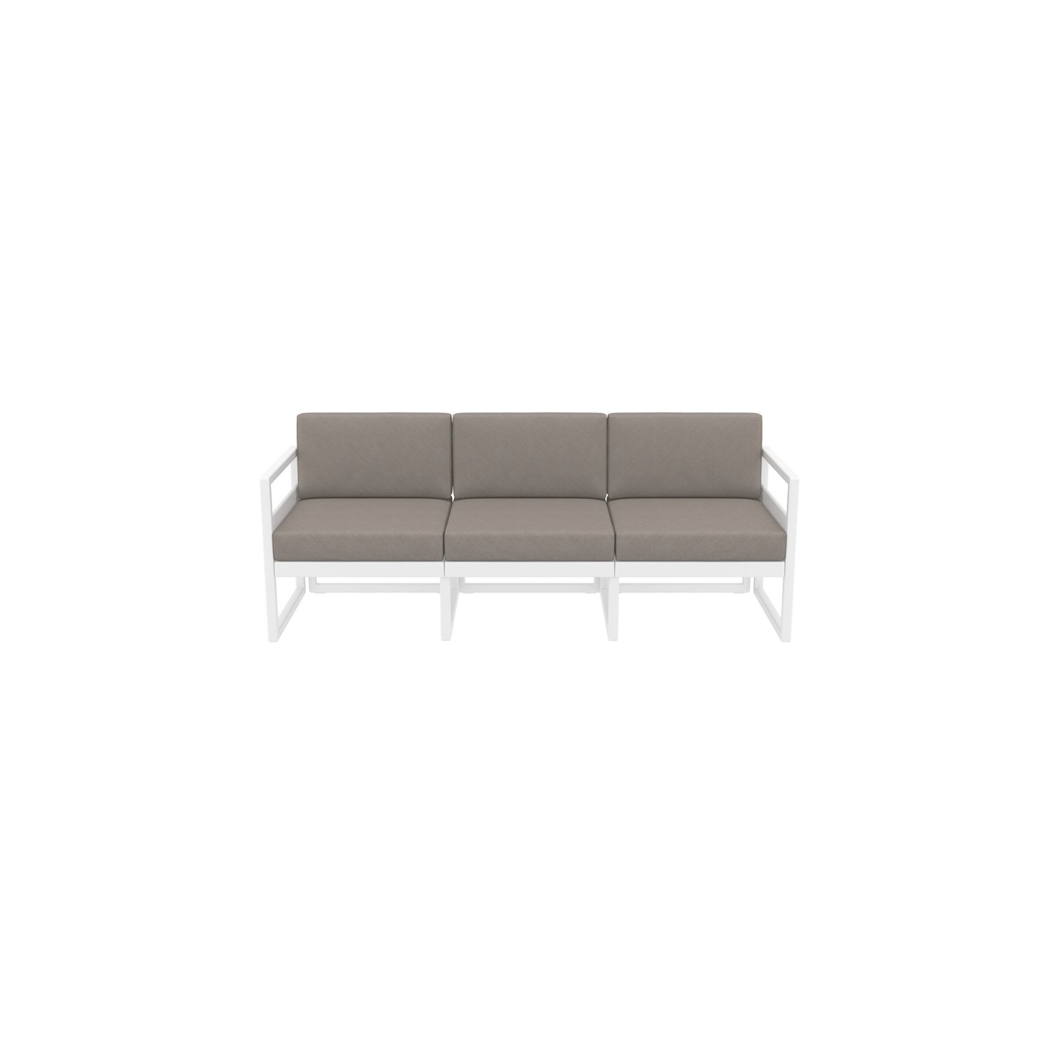 Mykonos Patio Sofa White with Acrylic Fabric Taupe Cushions
