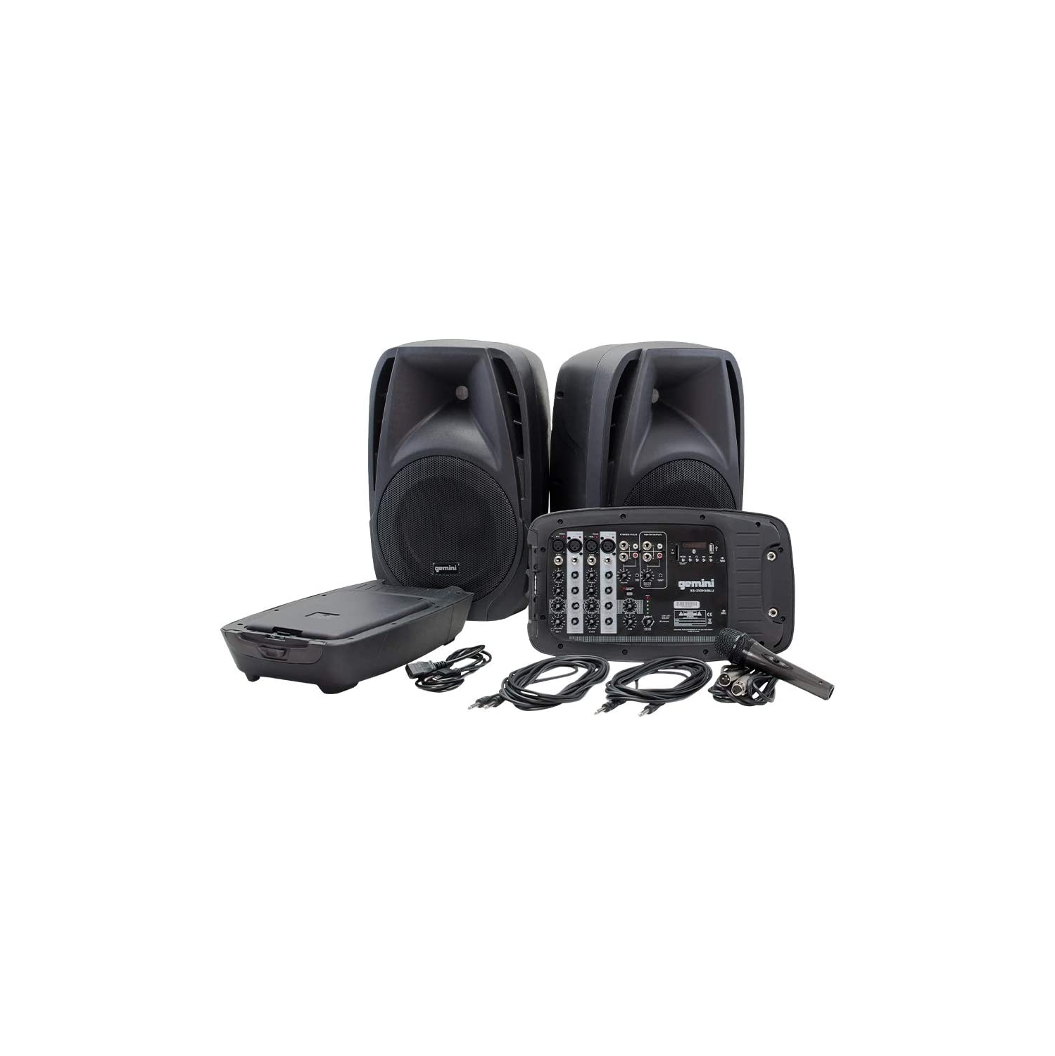 Gemini ES Series 10” 600W 2-way passive Portable PA System - Black