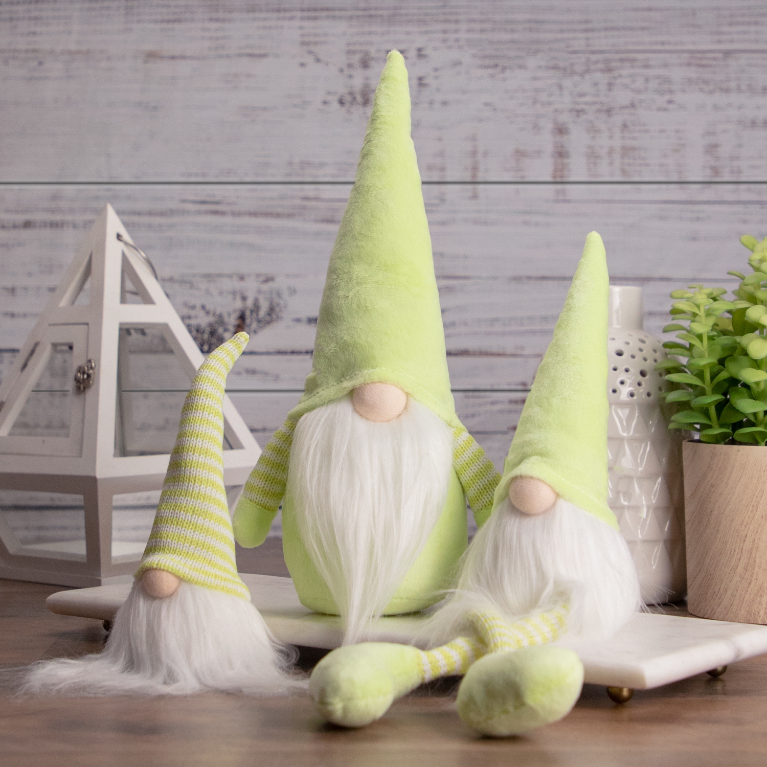 12" Lime Green and White Spring Gnome