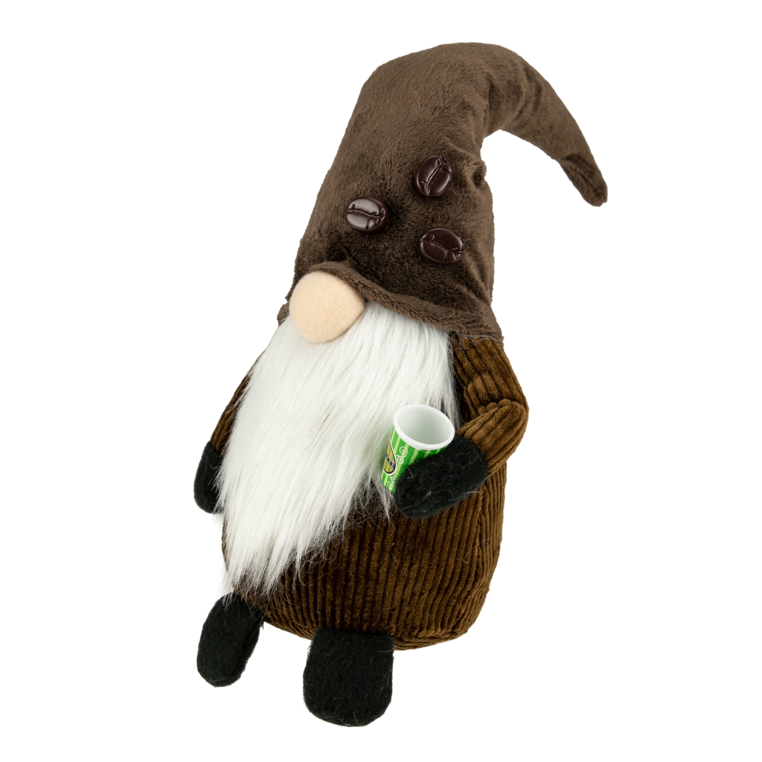 14.5" Brown Coffee Bean Gnome with Coffee Cup