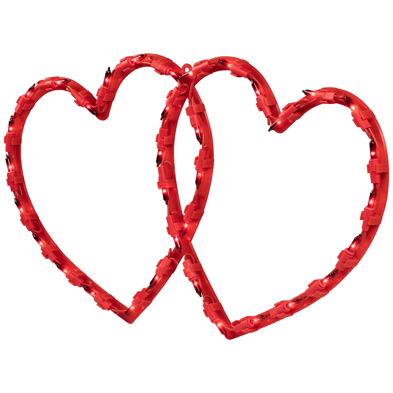 17" Lighted Red Double Heart Valentine's Day Window Silhouette Decoration