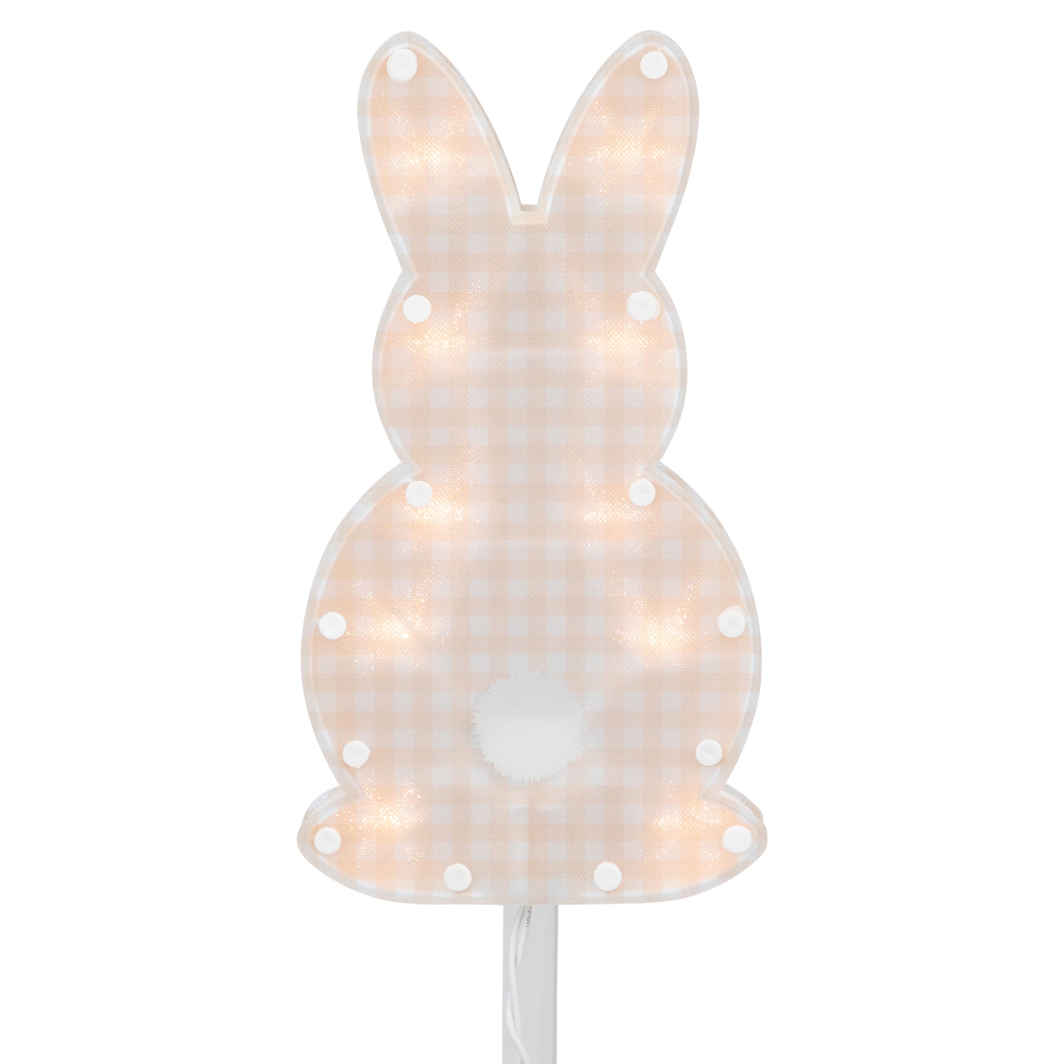 4ct Plaid Pastel Bunny Easter Pathway Marker Lawn Stakes, Clear Lights