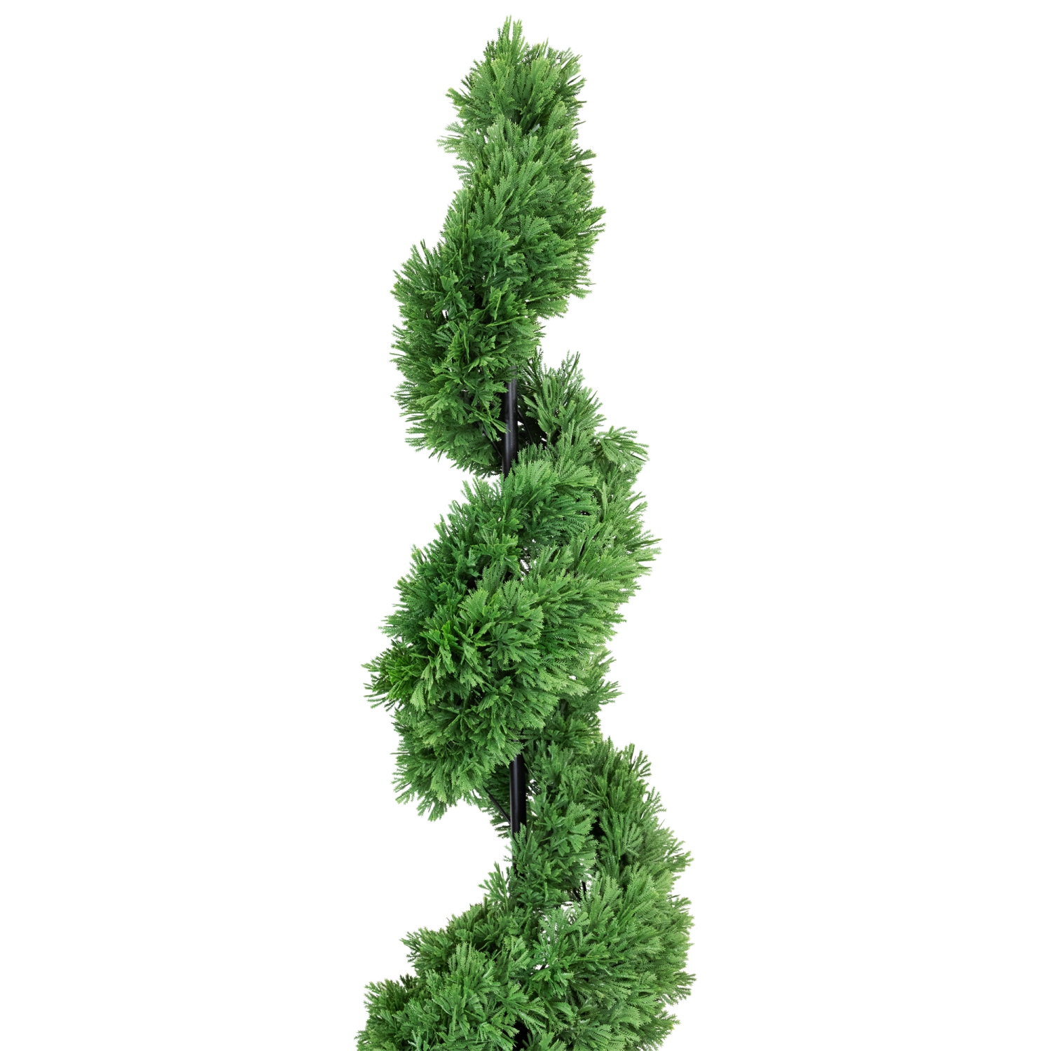 Real Touch™ Artificial Cedar Spiral Topiary Tree in Black Pot, Unlit - 5'