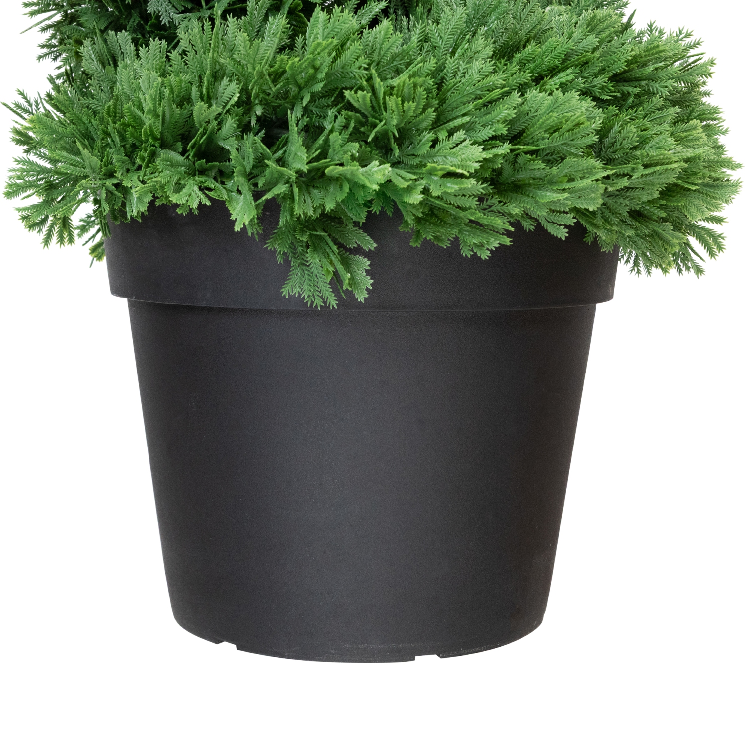 Real Touch™ Artificial Cedar Spiral Topiary Tree in Black Pot, Unlit - 5'