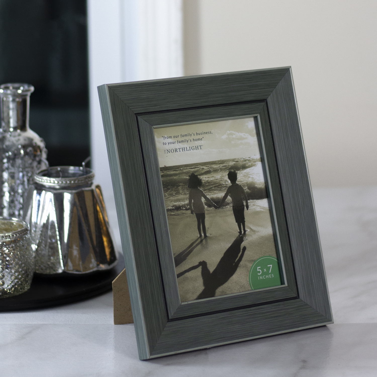 Classic Rectangular Picture Frame for a 5" x 7" Photo - 10" - Gray and Black