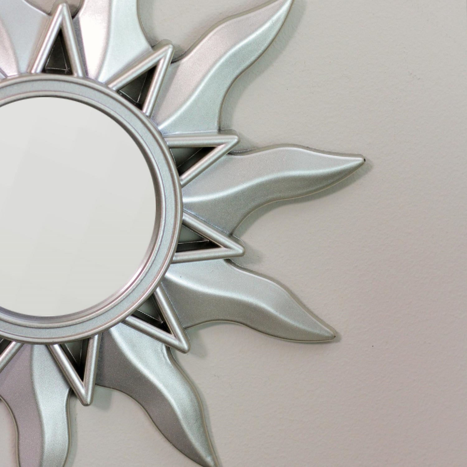 Set of 3 Mayan Sunburst Matte Silver Round Mirrors 9.5"