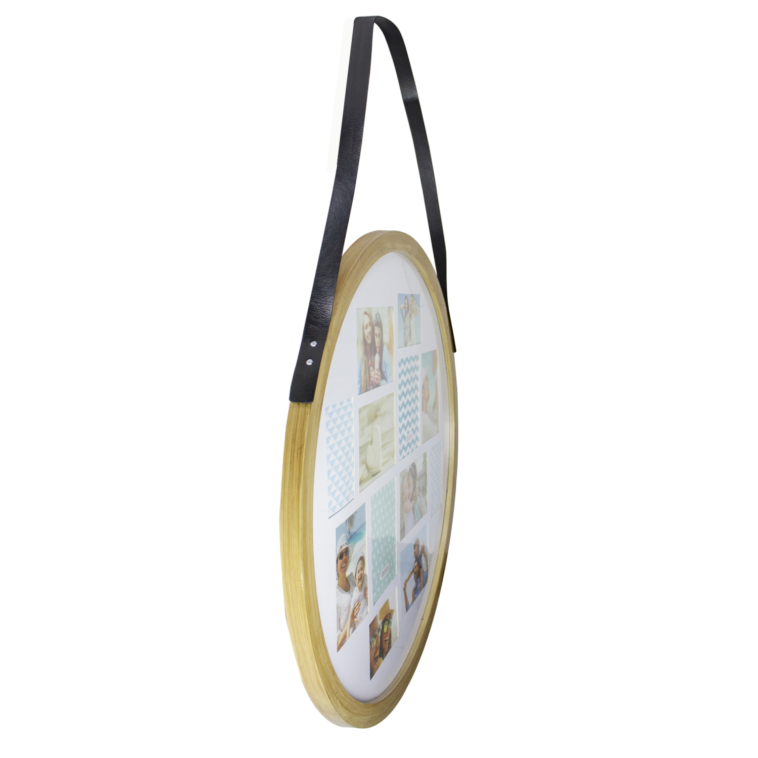 Collage mural en bois rond avec 12 fentes pour photos de 4 x 6 po et 5 x 7 po