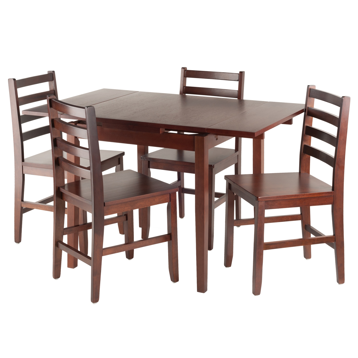 Pulman 5-Pc Extendable Table with Ladder-back Chairs, Walnut