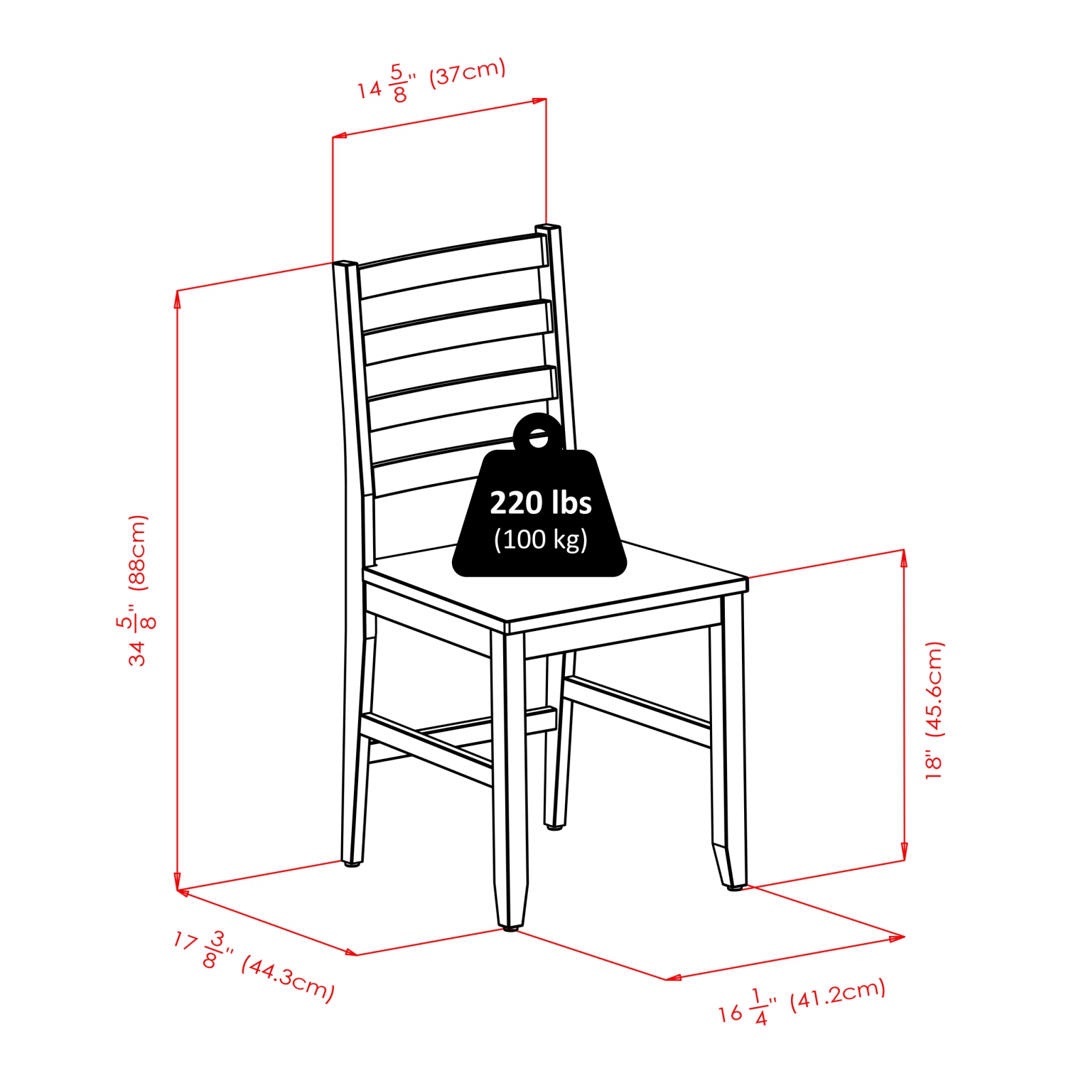 Ensemble de 5 tables rondes à abattant et chaises à dossier en échelle Alamo, noyer