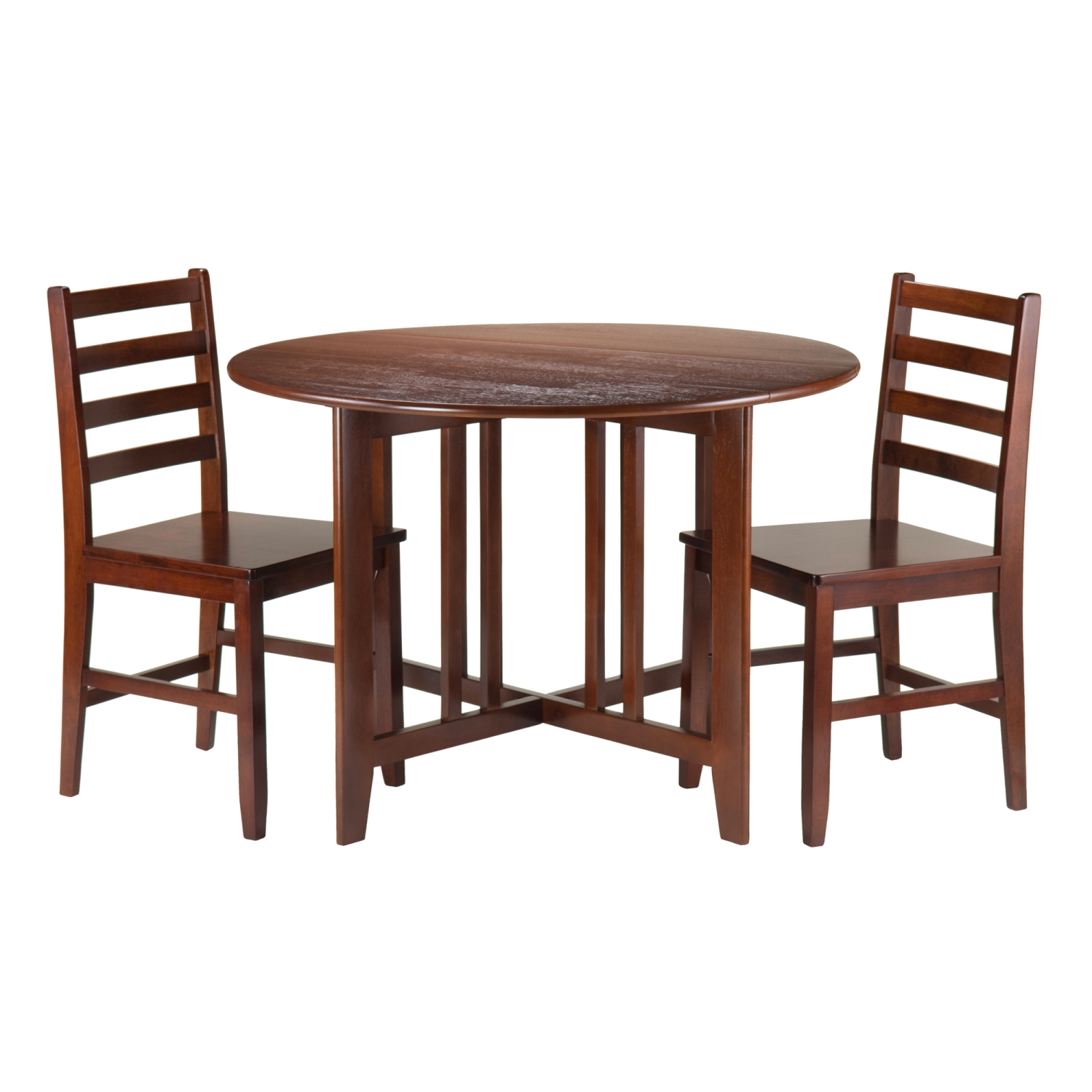Alamo 3-Pc Drop Leaf Table with Ladder-back Chairs, Walnut