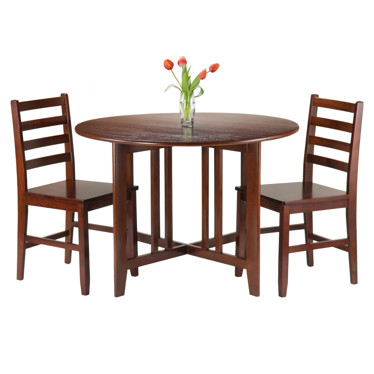 Alamo 3-Pc Drop Leaf Table with Ladder-back Chairs, Walnut