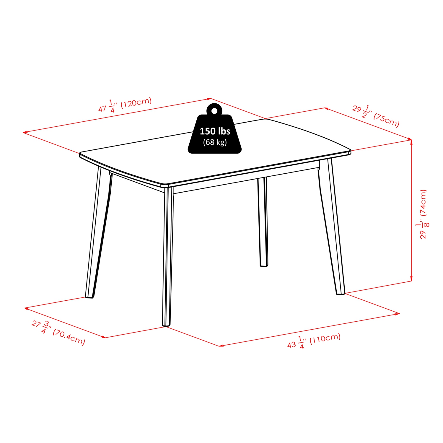 Ensemble de 5 tables de salle à manger avec chaises à dossier à lattes Shaye, noyer