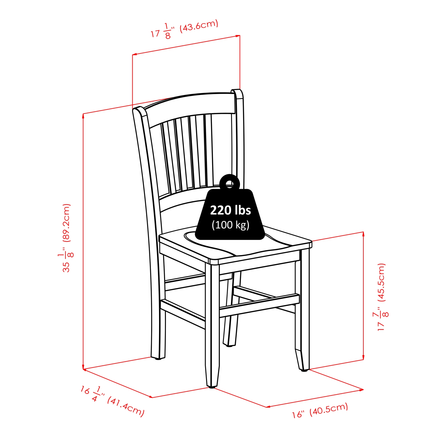 Ensemble de 5 tables de salle à manger avec chaises à dossier à lattes Shaye, noyer