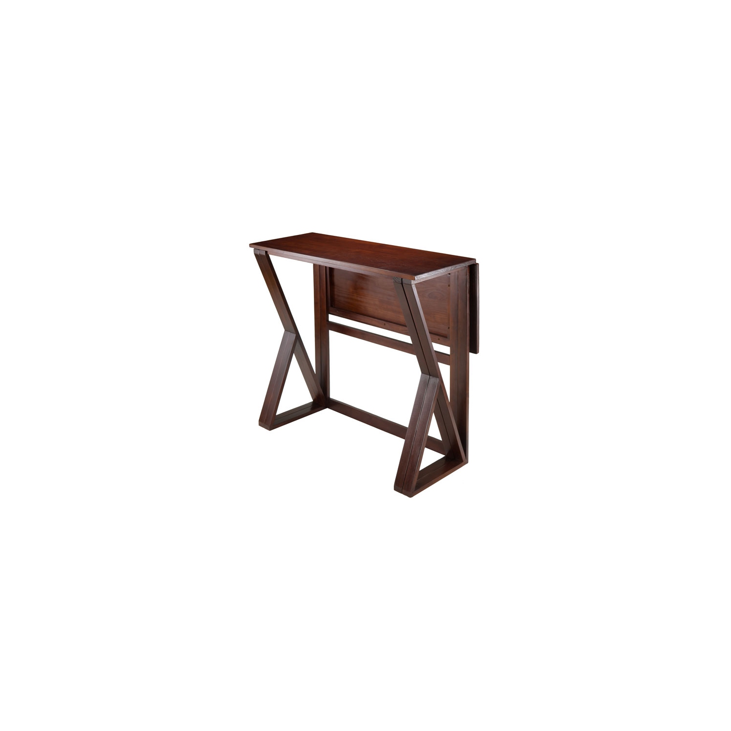 Harrington 3-Pc Drop Leaf High Table with Cushion Seat Counter Stools, Walnut and Espresso