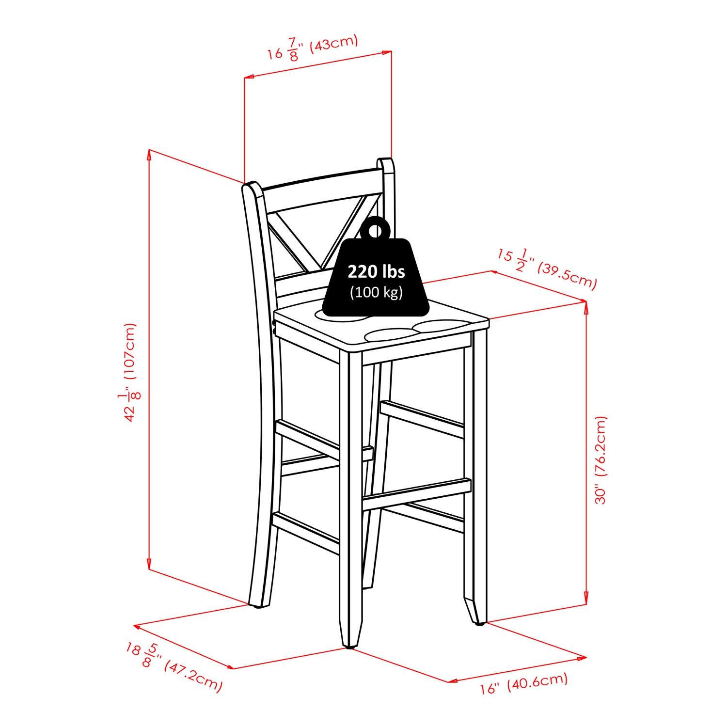 Parkland 3-Pc High Table with V-Back Bar Stools, Walnut