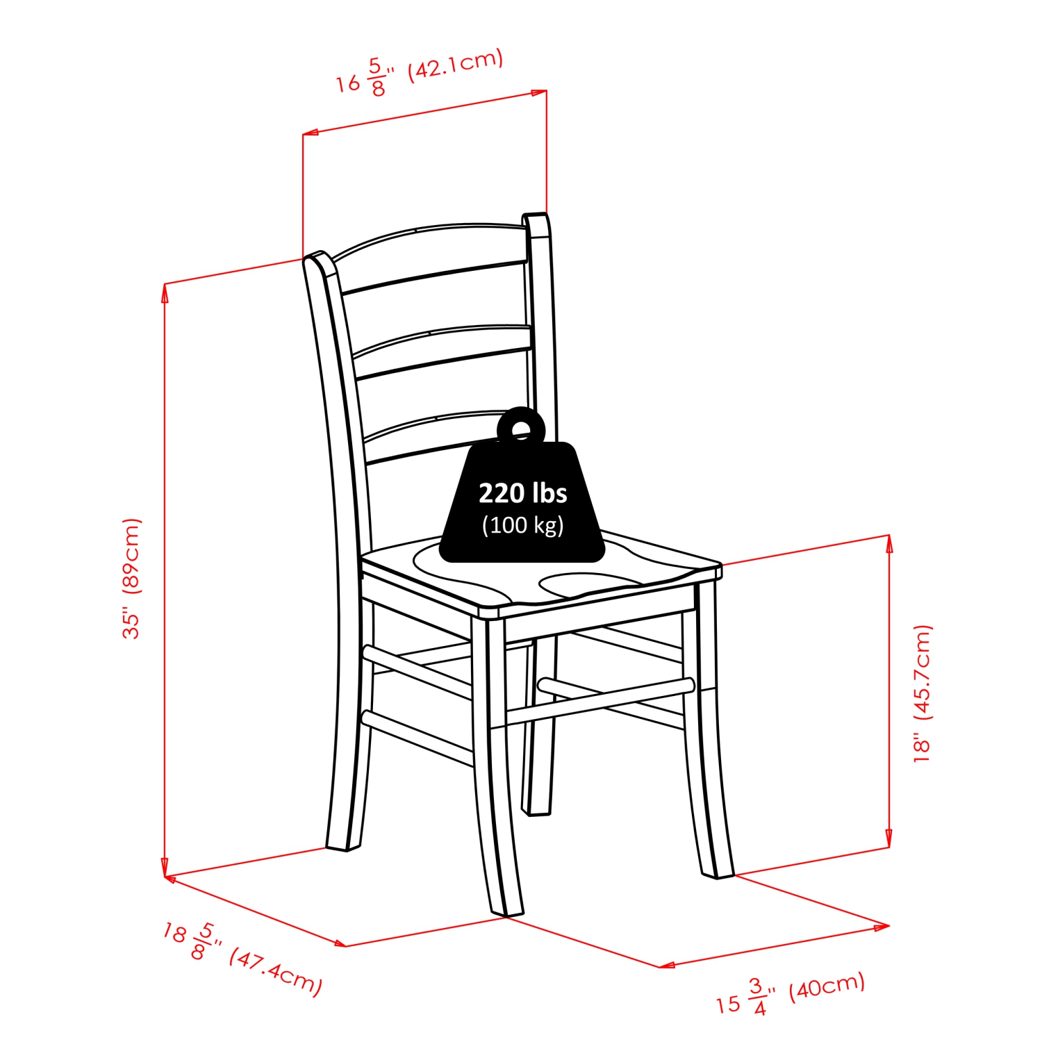 Ensemble de 5 tables rondes à abattant et chaises à dossier en échelle Alamo, noyer