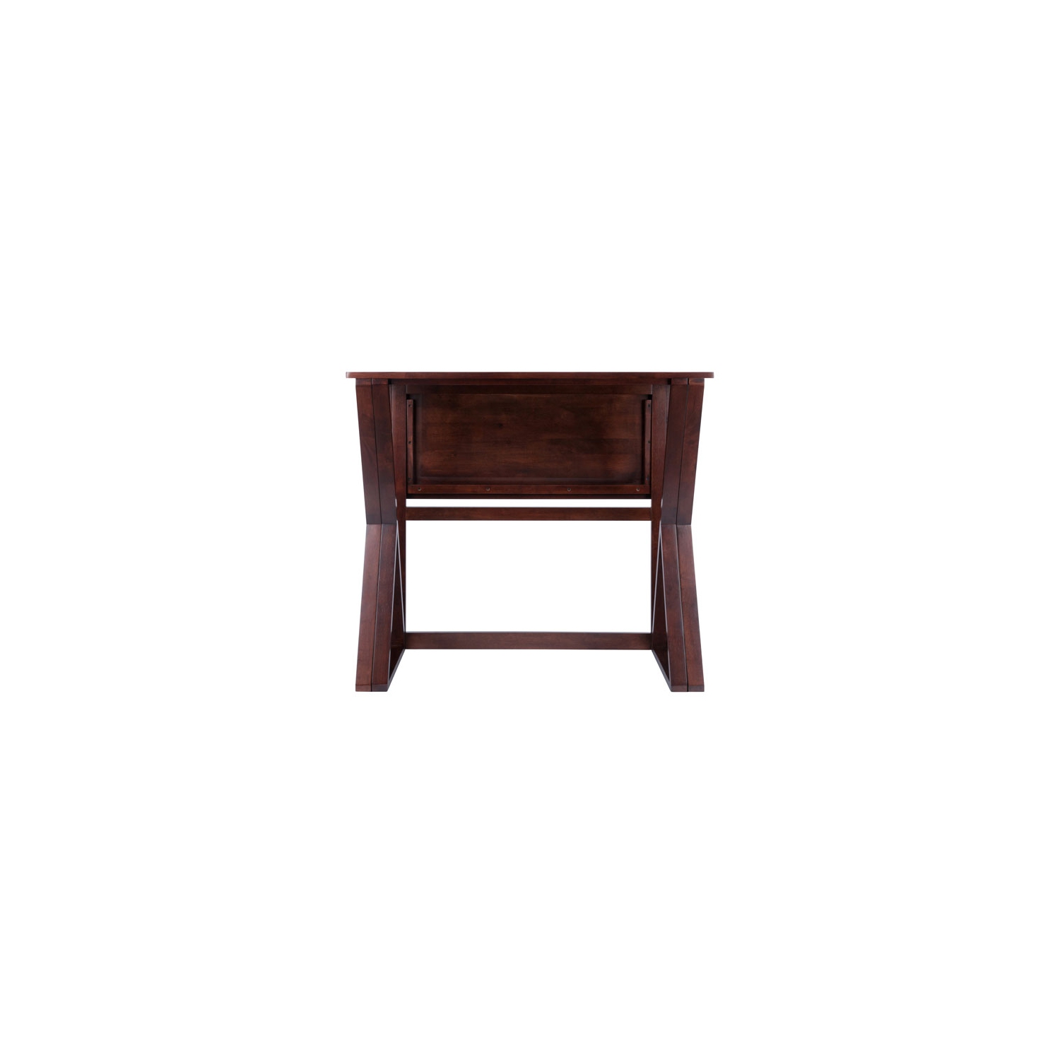 Harrington 3-Pc Drop Leaf High Table with Cushion Saddle Seat Bar Stools, Walnut and Black
