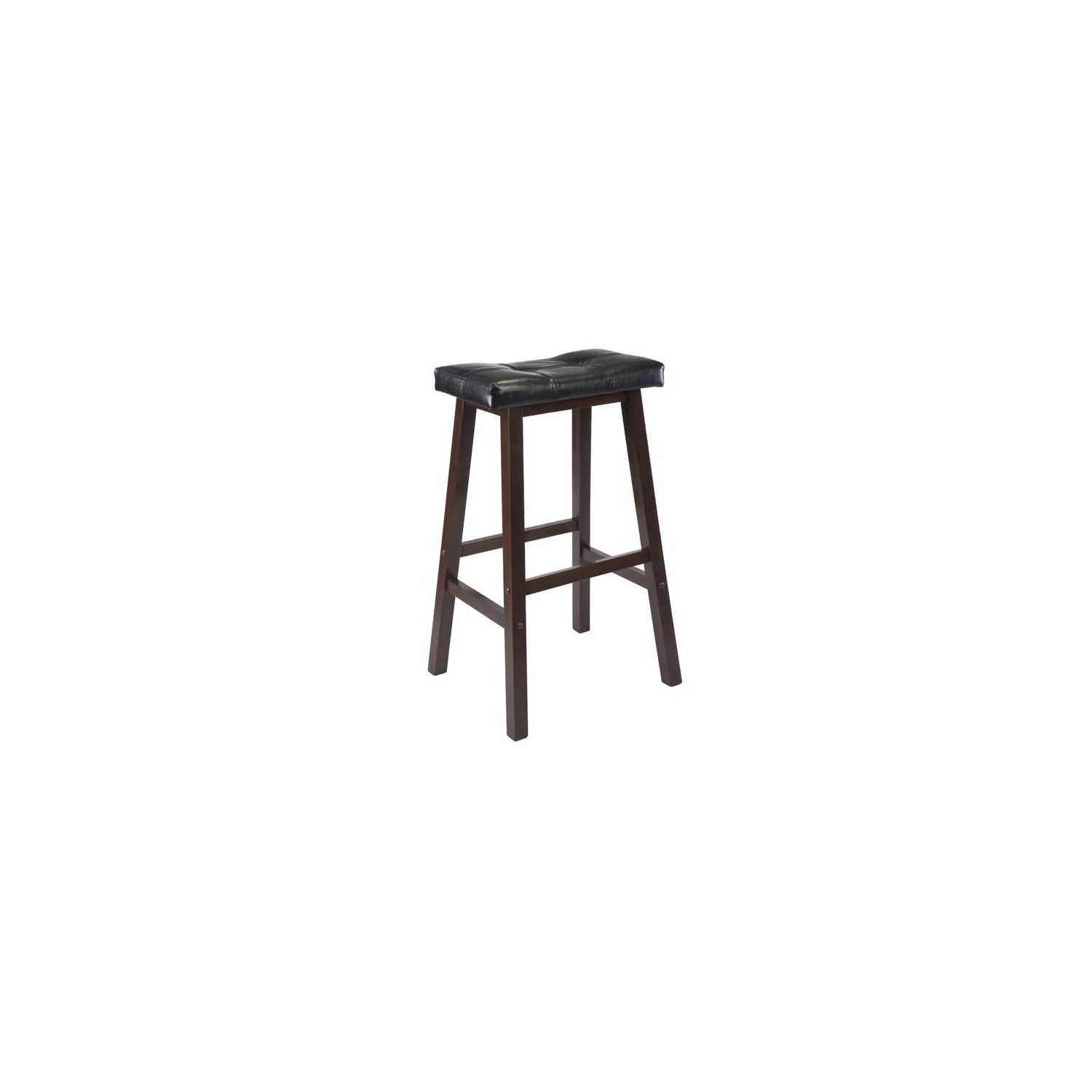 Harrington 3-Pc Drop Leaf High Table with Cushion Saddle Seat Bar Stools, Walnut and Black
