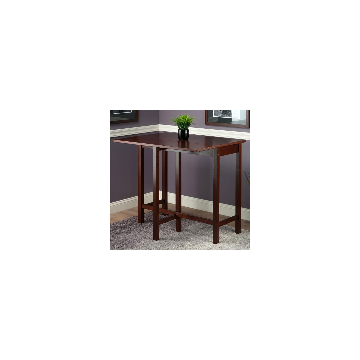 Lynnwood Drop Leaf Island Table with Counter Stools, Walnut