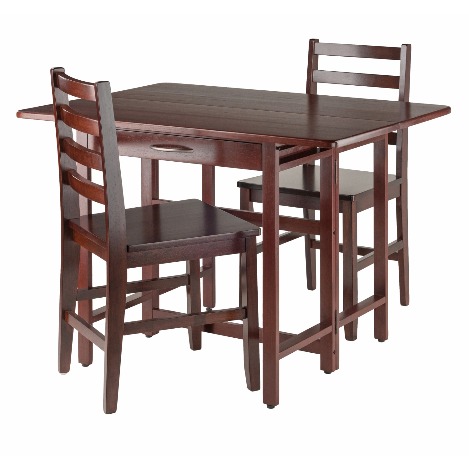Taylor 3-Pc Drop Leaf Table with Ladder-back Chairs, Walnut