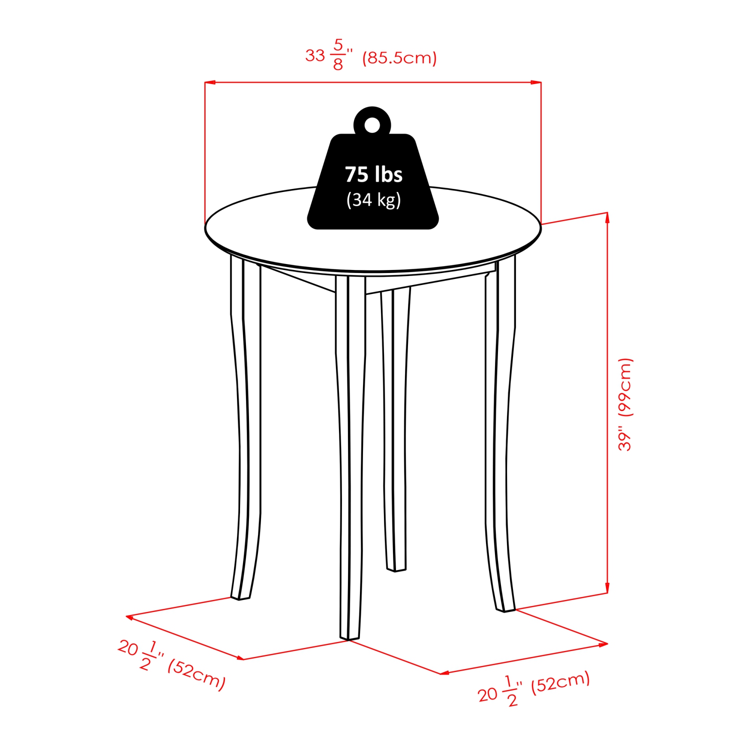 Ensemble de 3 pièces avec table haute et tabourets de bar à dossier en échelle Fiona, noyer