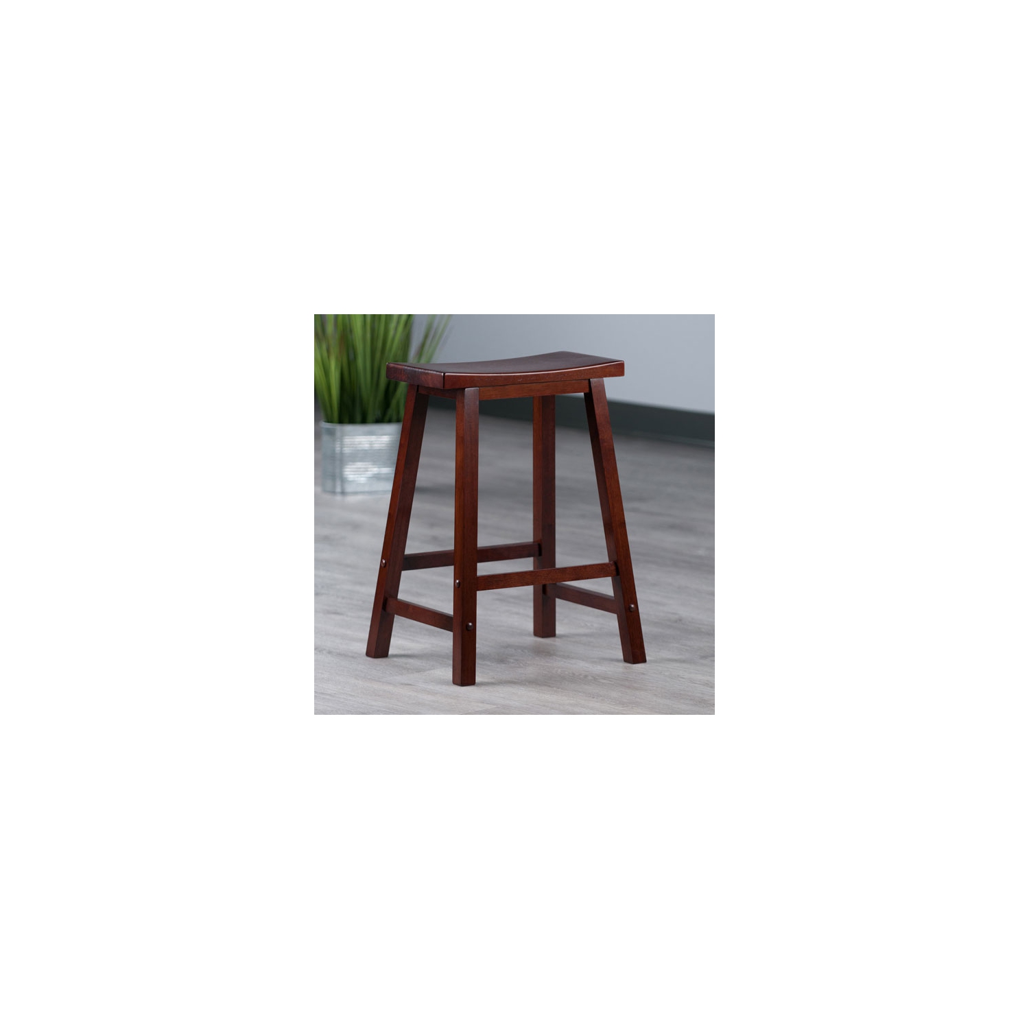 Sally 3-Pc Breakfast Table with Saddle Seat Counter Stools, Walnut
