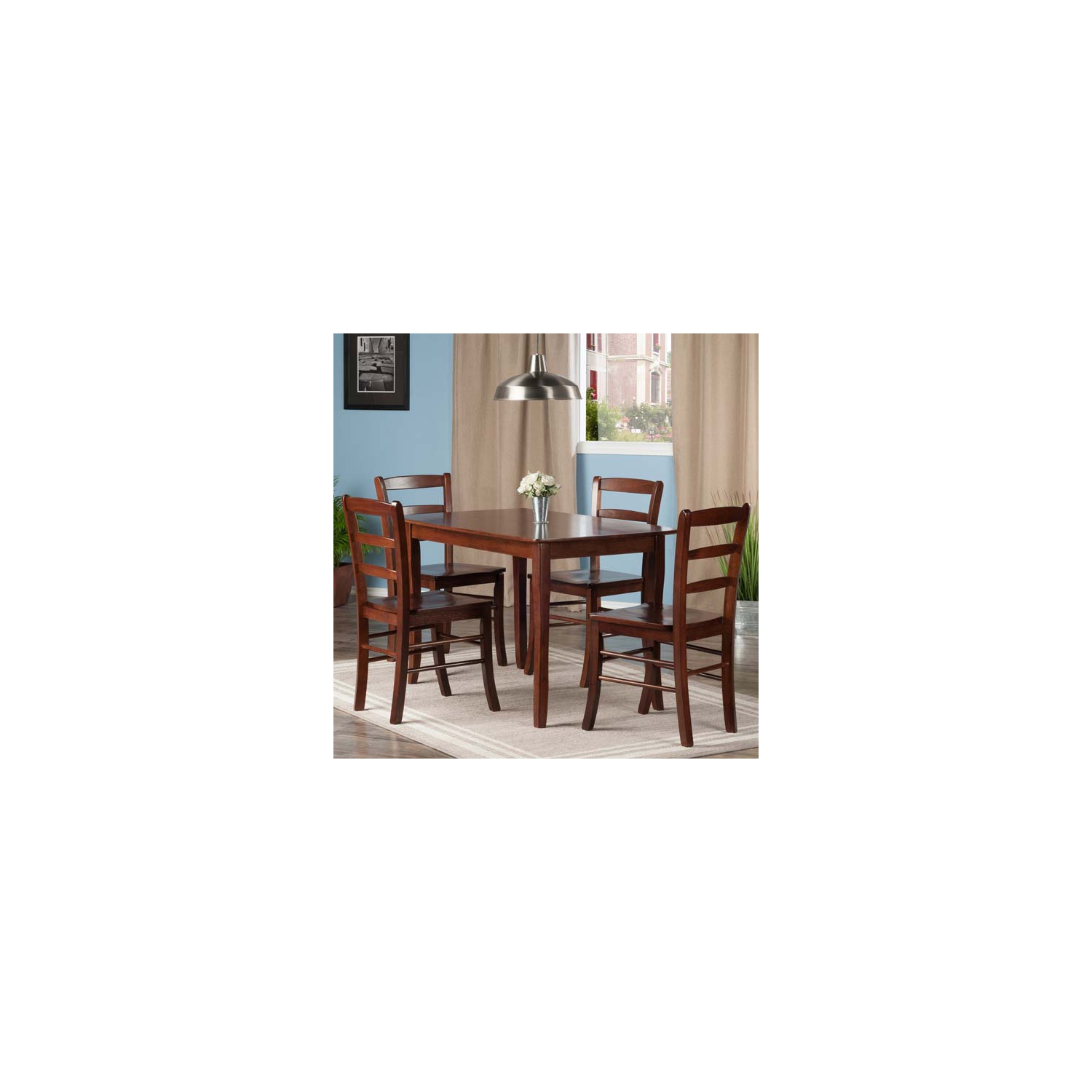 Inglewood 5-Pc Dining Table with Ladder-back Chairs, Natural