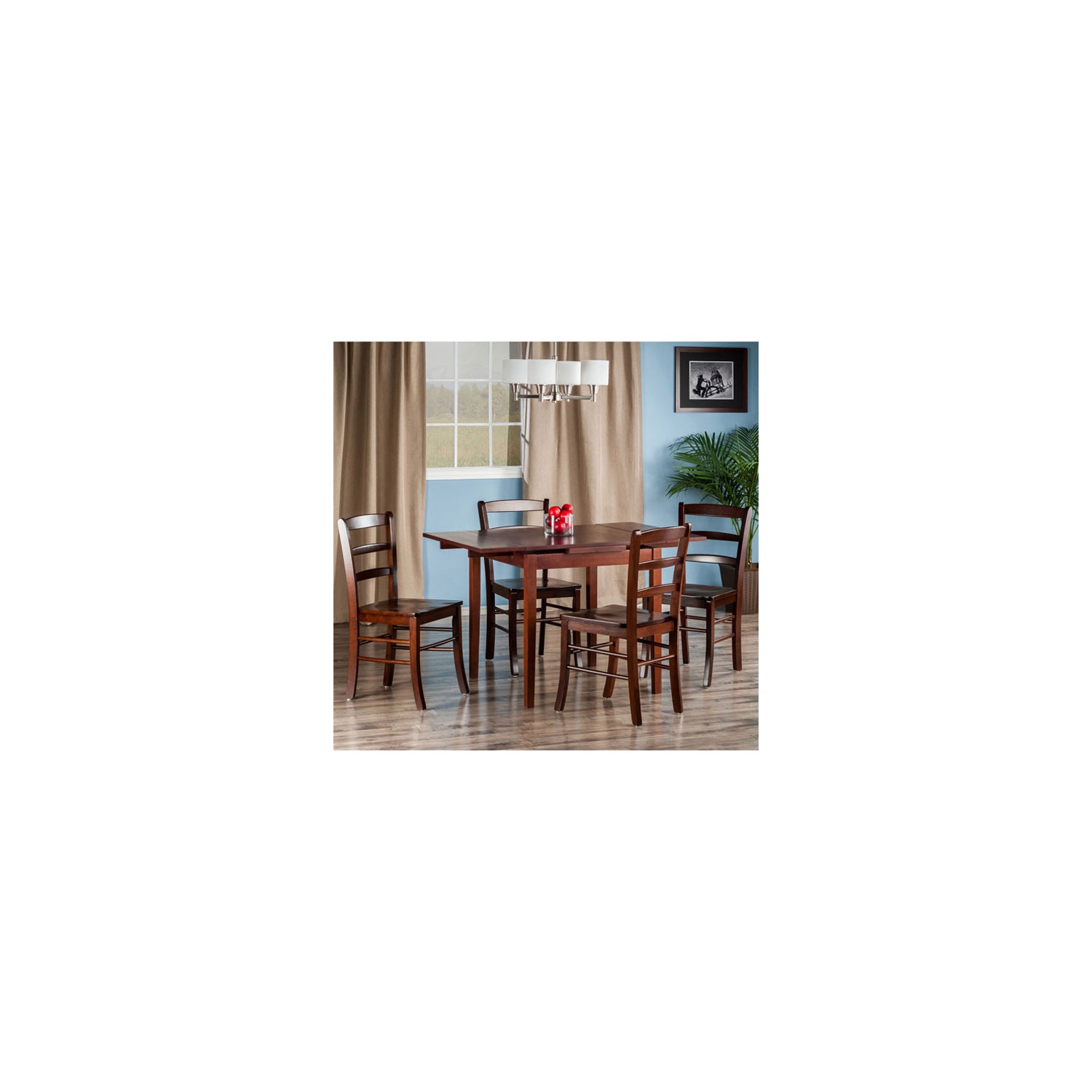 Pulman 5-Pc Extendable Table with Ladder-back Chairs, Walnut