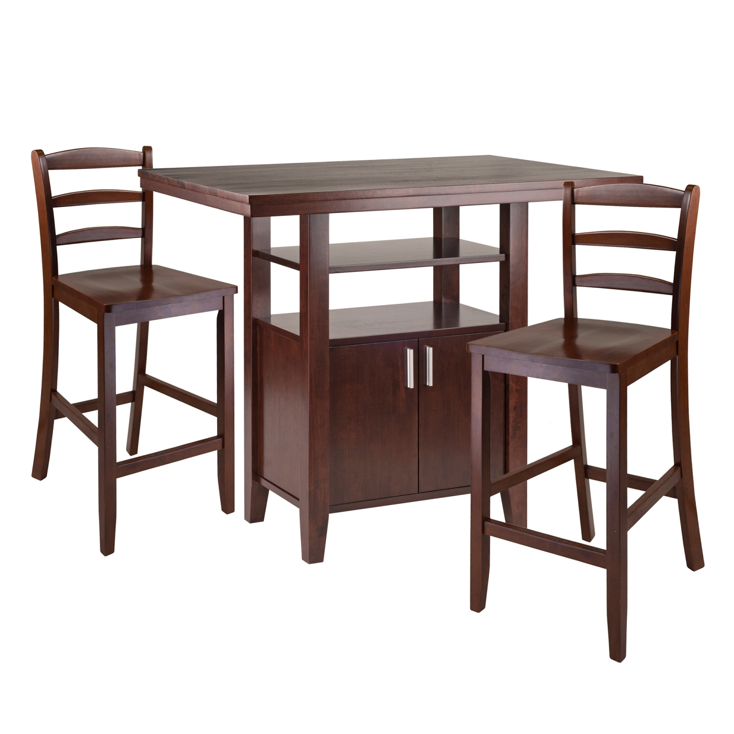 Albany 3-Pc High Table Ladder-back Counter Stools, Walnut