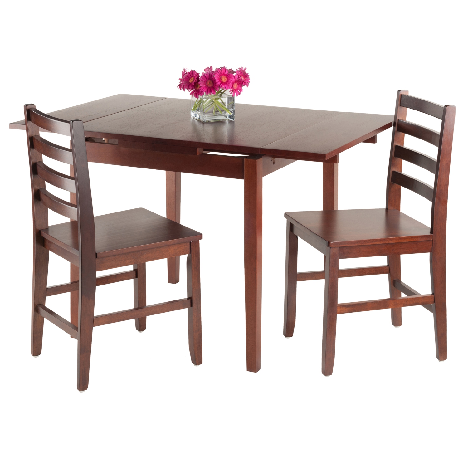 Pulman 3-Pc Dining Table with Ladder-back Chairs, Walnut