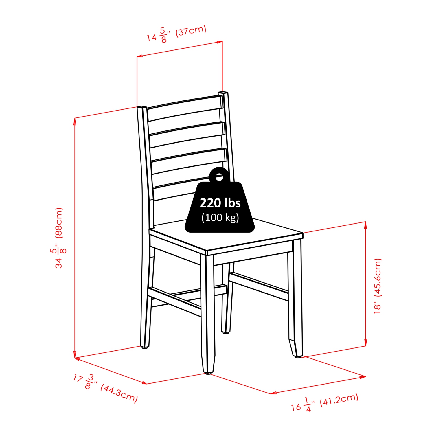 Pulman 3-Pc Dining Table with Ladder-back Chairs, Walnut