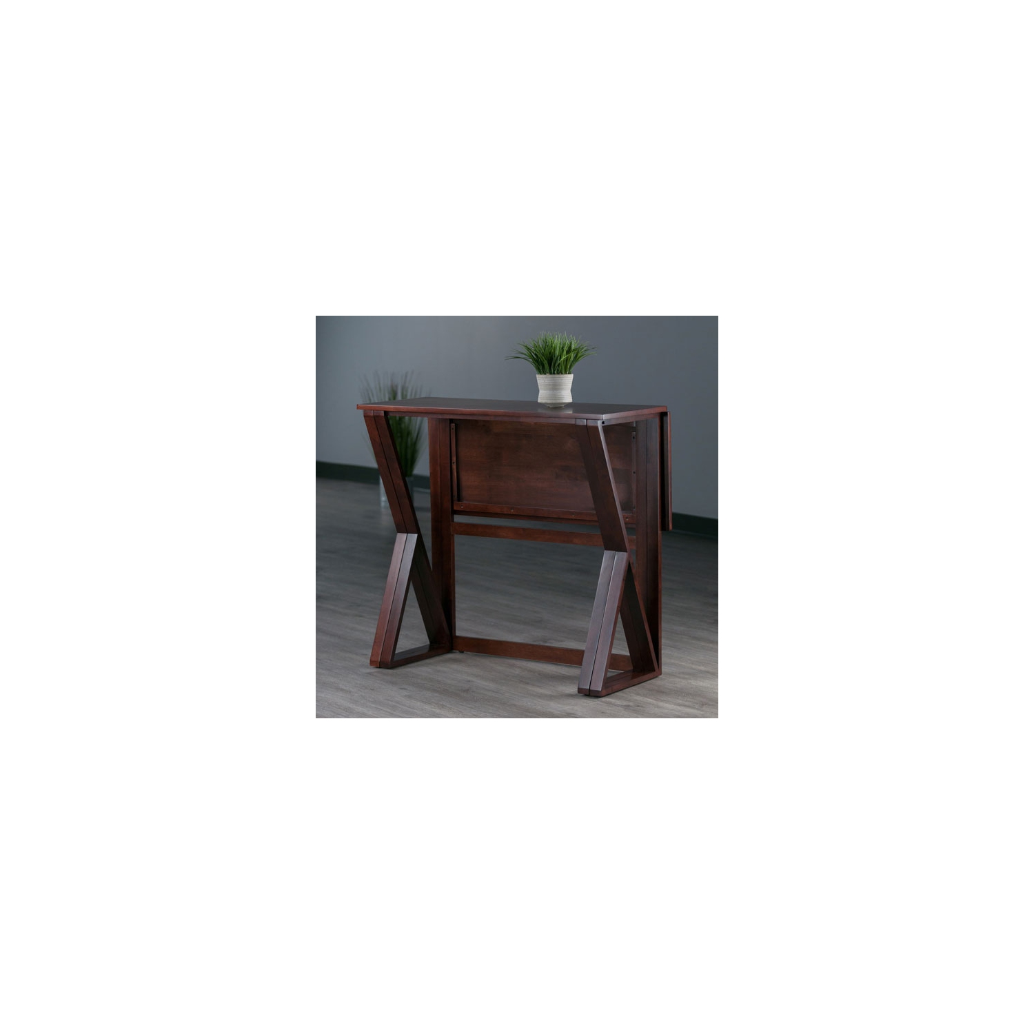 Harrington 3-Pc Drop Leaf High Table with Rush Seat Bar Stools, Walnut