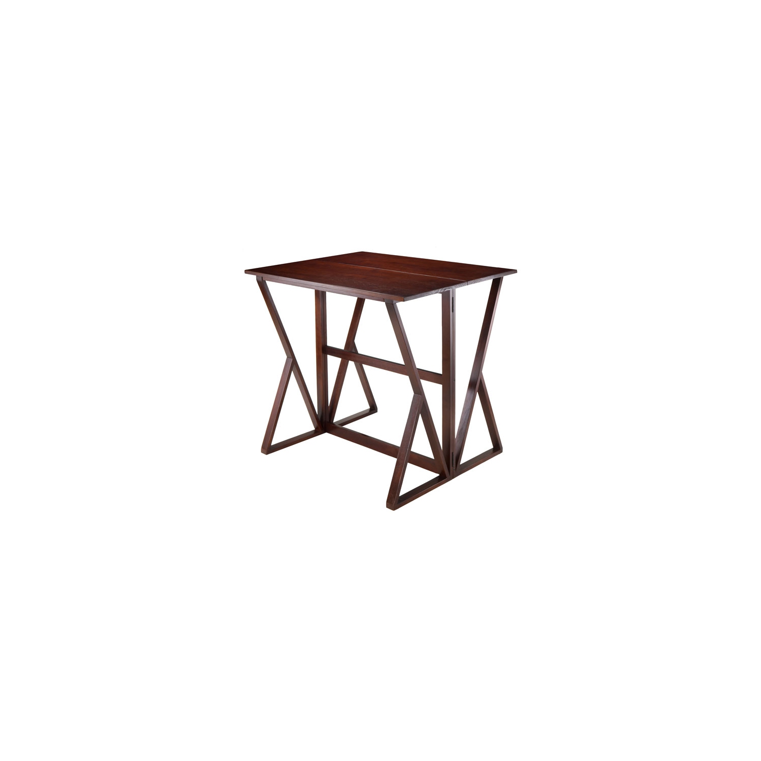 Harrington 3-Pc Drop Leaf High Table with Rush Seat Bar Stools, Walnut