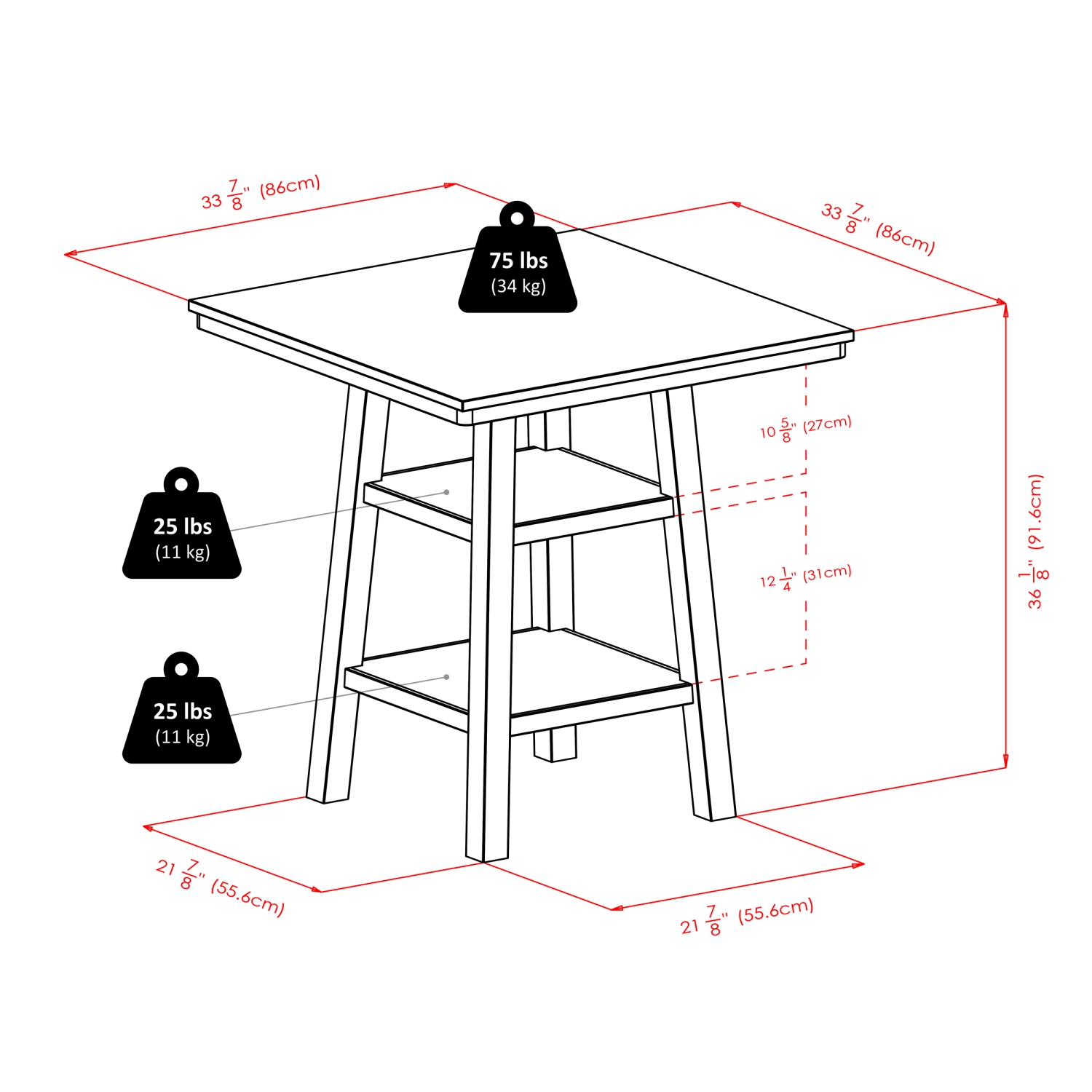 Ensemble Orlando 3 pièces avec table haute et tabourets de comptoir à dossier en échelle, noyer