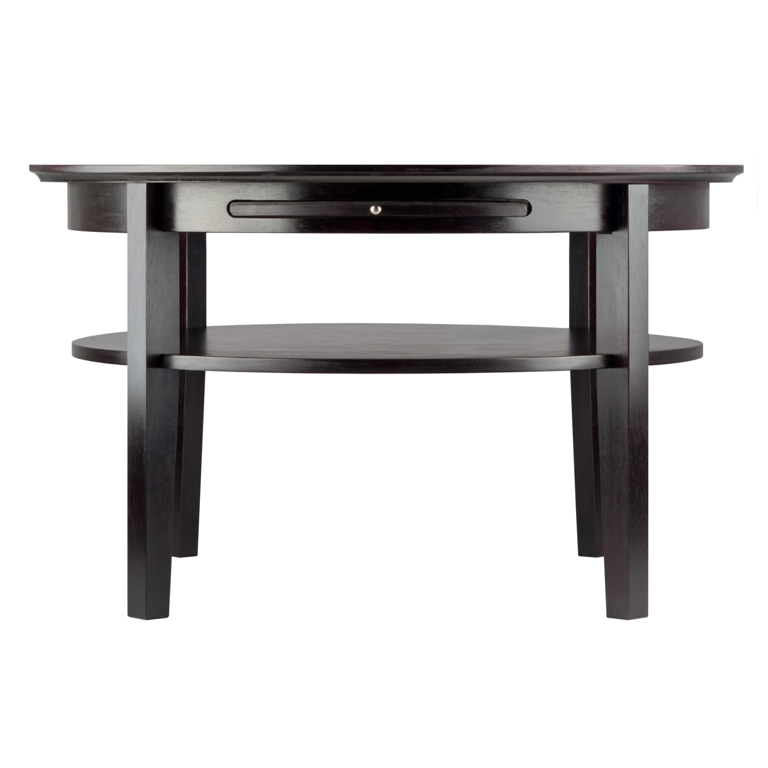 Table basse ronde Amelia avec plateau coulissant, espresso
