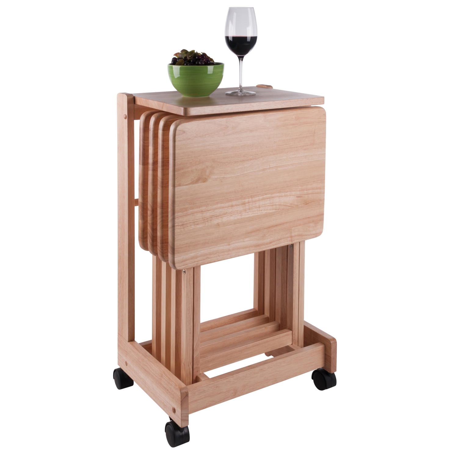 Ensemble de 5 tables à collation Brienda, dessus rabattable, naturel