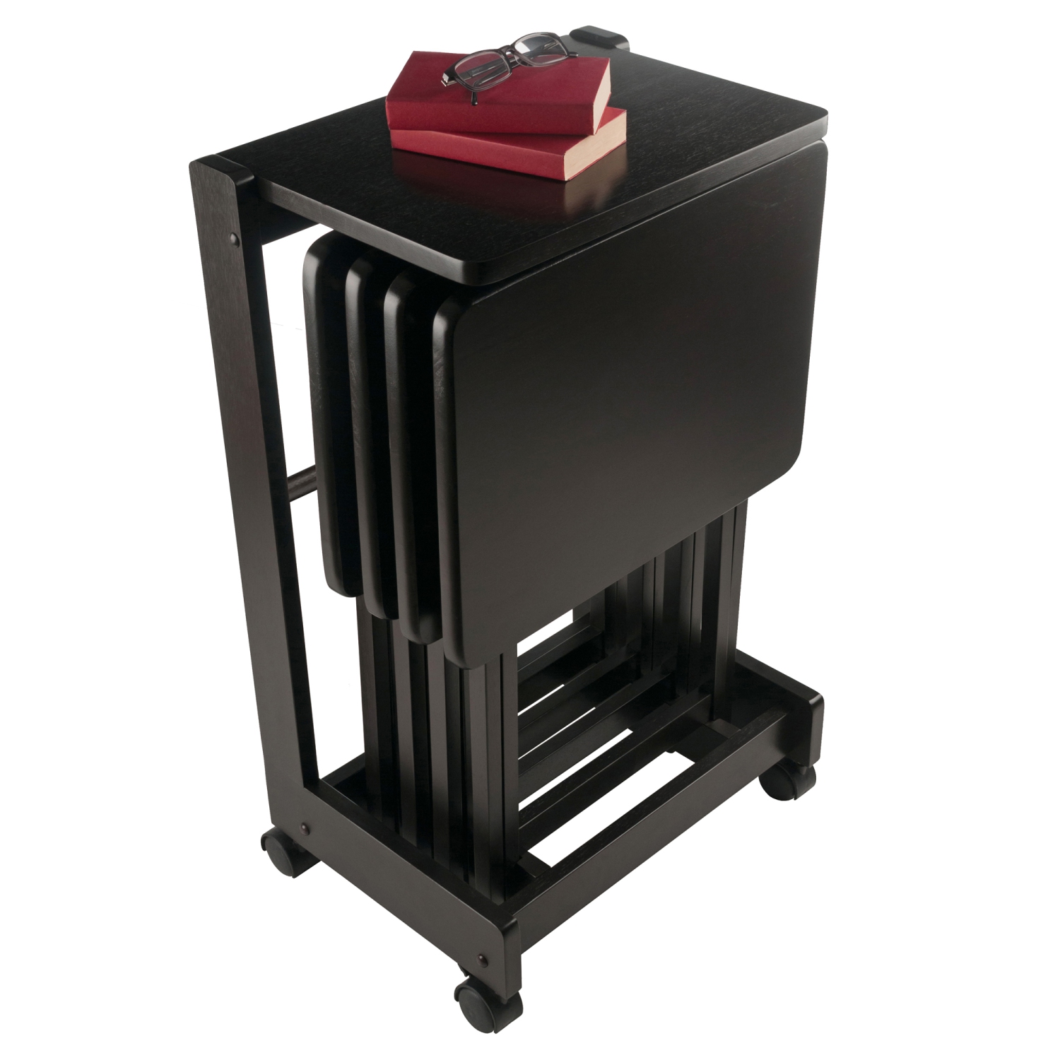 Brienda 5-Pc Snack Table Set, Flip Top, Coffee