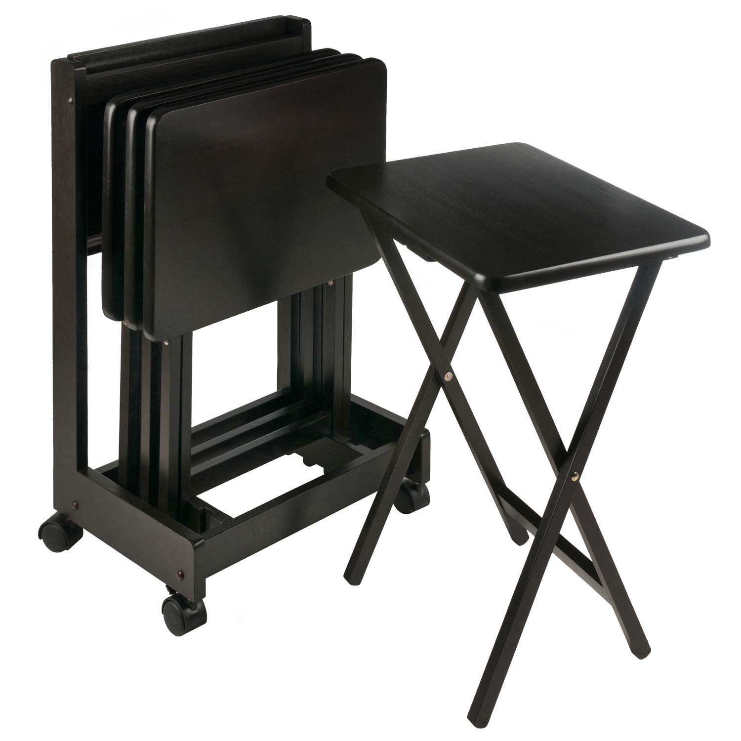 Brienda 5-Pc Snack Table Set, Flip Top, Coffee