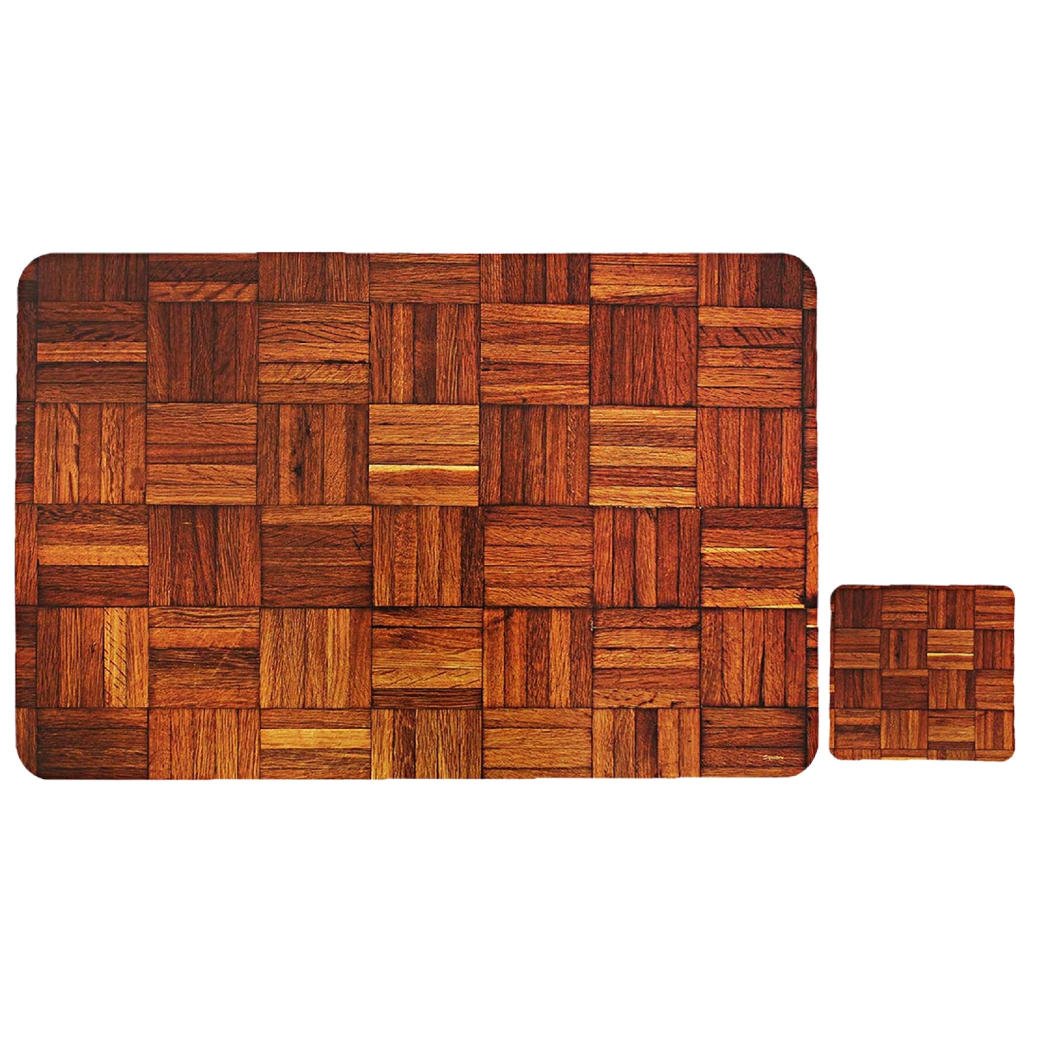 ISTAR 6 Pcs Dining Tablemat Wooden Design PVC Place Mat Set with Tea Coasters For Dining Table