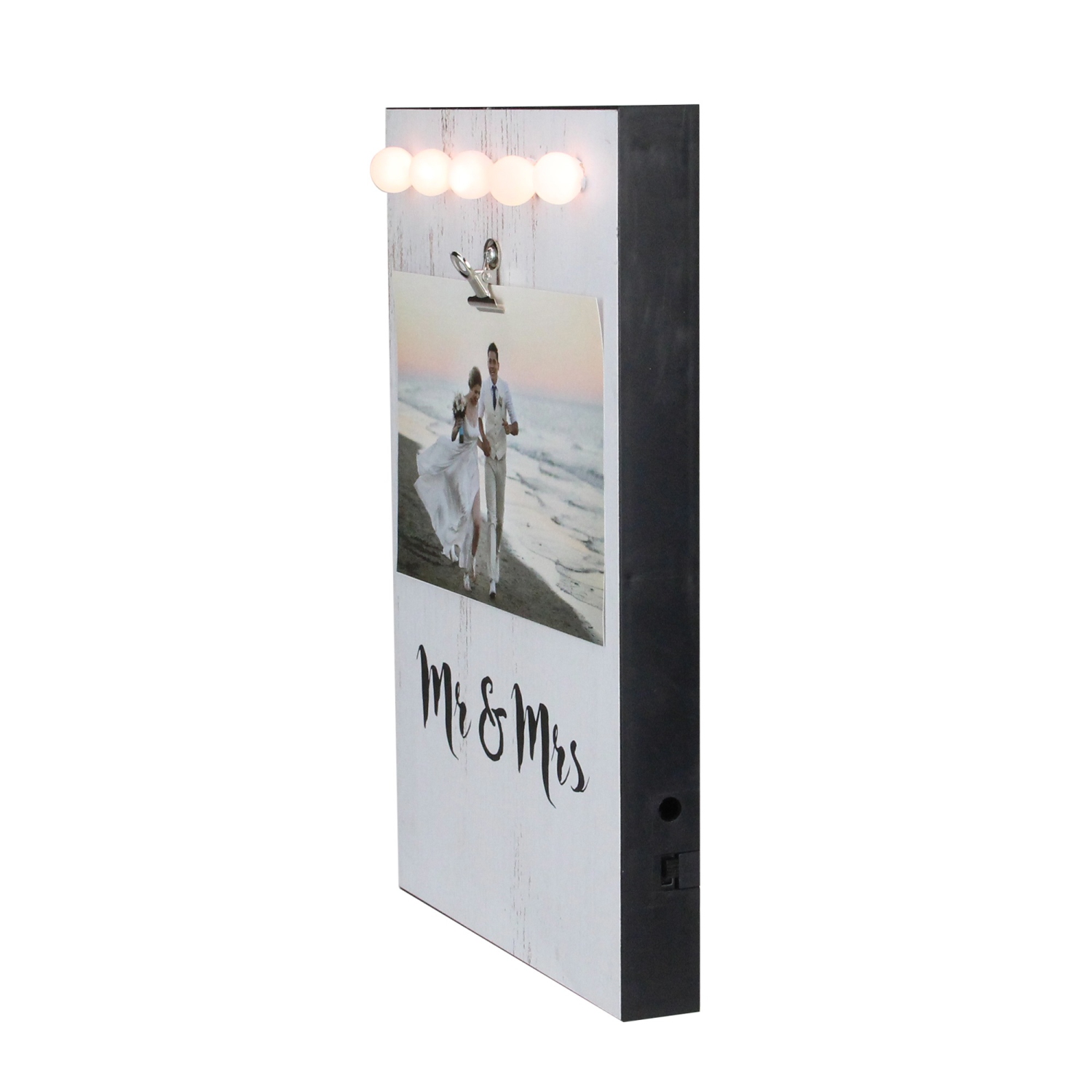 LED Lighted "Mr & Mrs" Picture Frame with Clip - for a 4" x 6" Photo